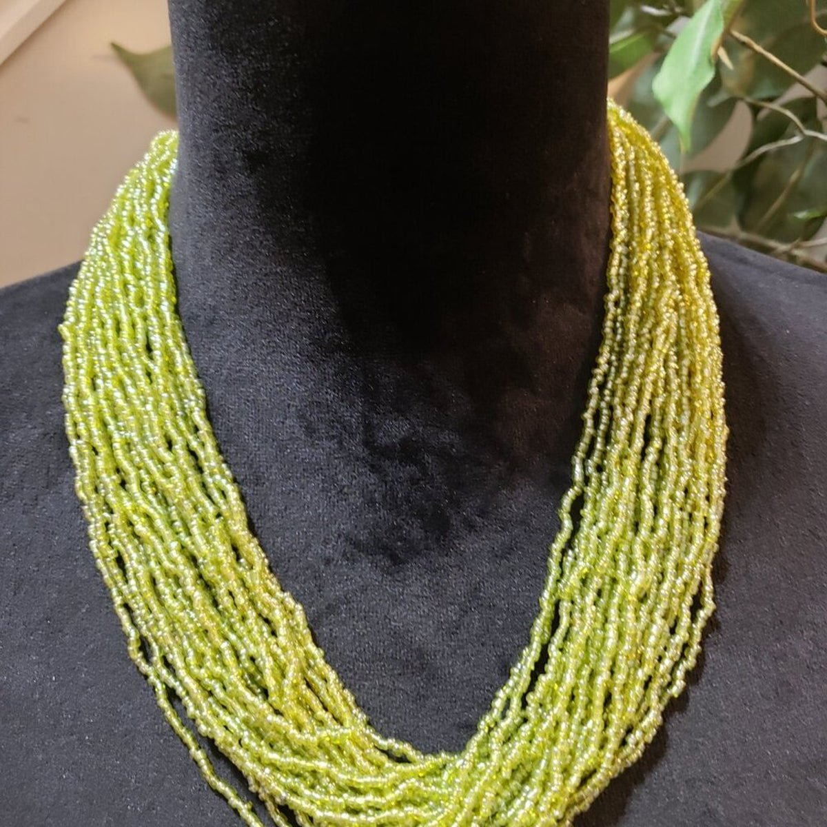 Womens Fashion Green Strands Seed Multiple Layer Beaded Necklace Jewelry