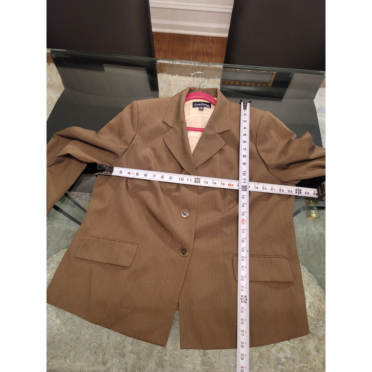 Evan Picone Pants Suit Womens SZ 20W Brown Pinstripe 3-Button Blazer Welt Pocket