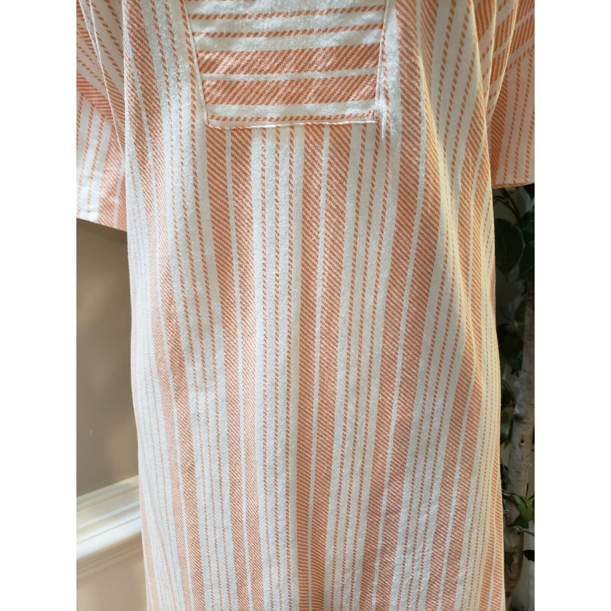 Stan Herman Women White Orange Striped Split Neck Long Sleeve Long Maxi Dress 3X