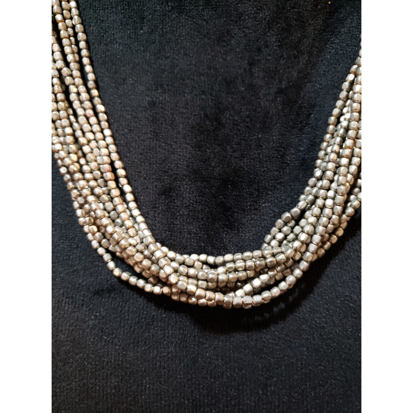 Womens Fashion Multi Strand Faceted Nuggets Beads Statement Necklace Jewelry