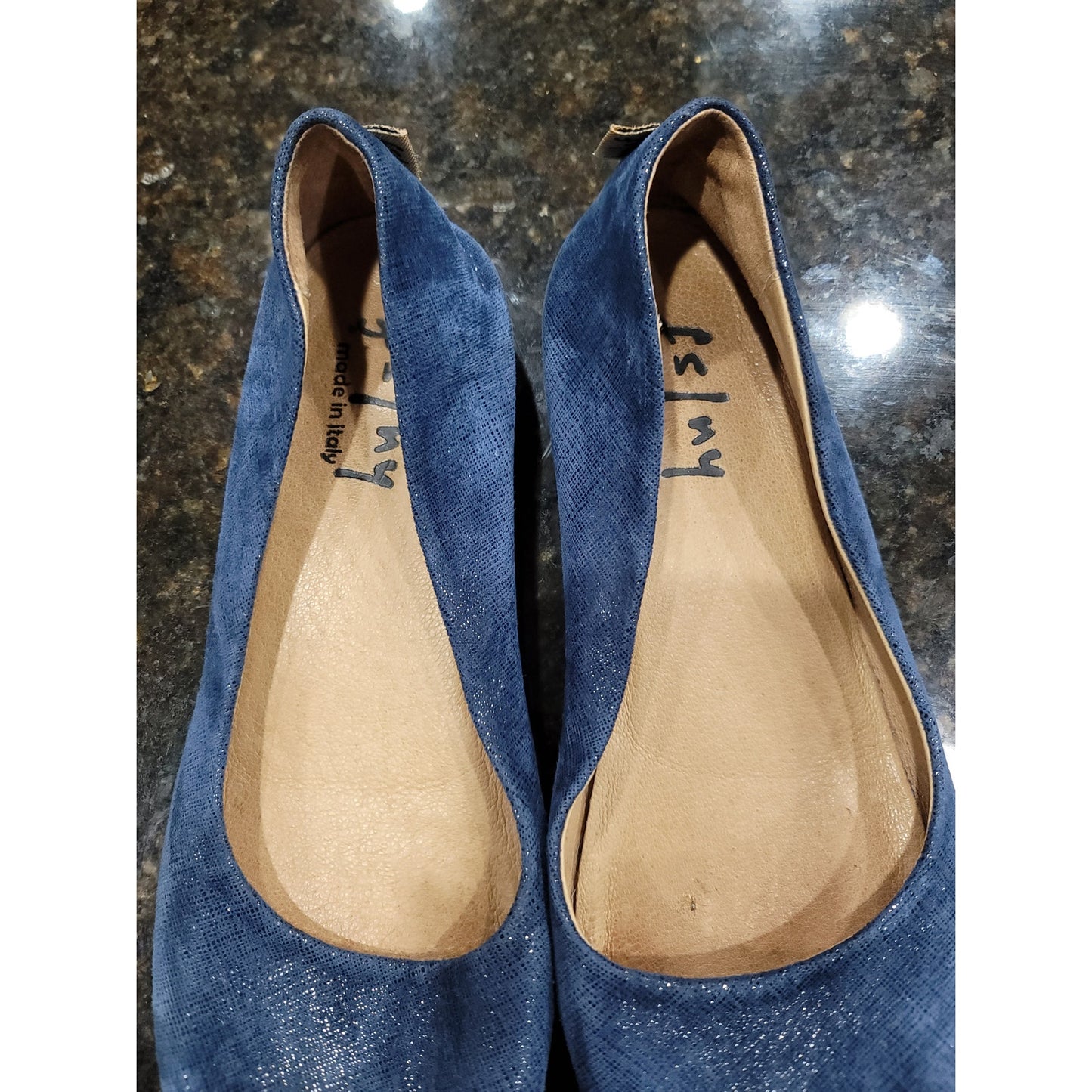 FSNY Ballet Flats Women's Size 8.5 Blue Sparkle Slip On Round Toe Comfort Shoes