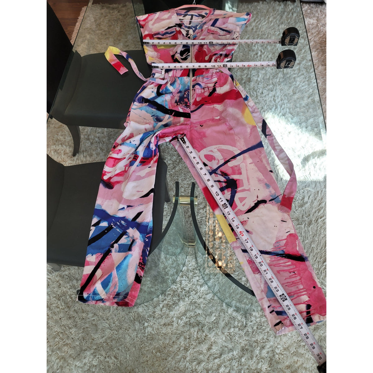 New York & Company Abstract Print Jumpsuit Women's Size Small Multicolor