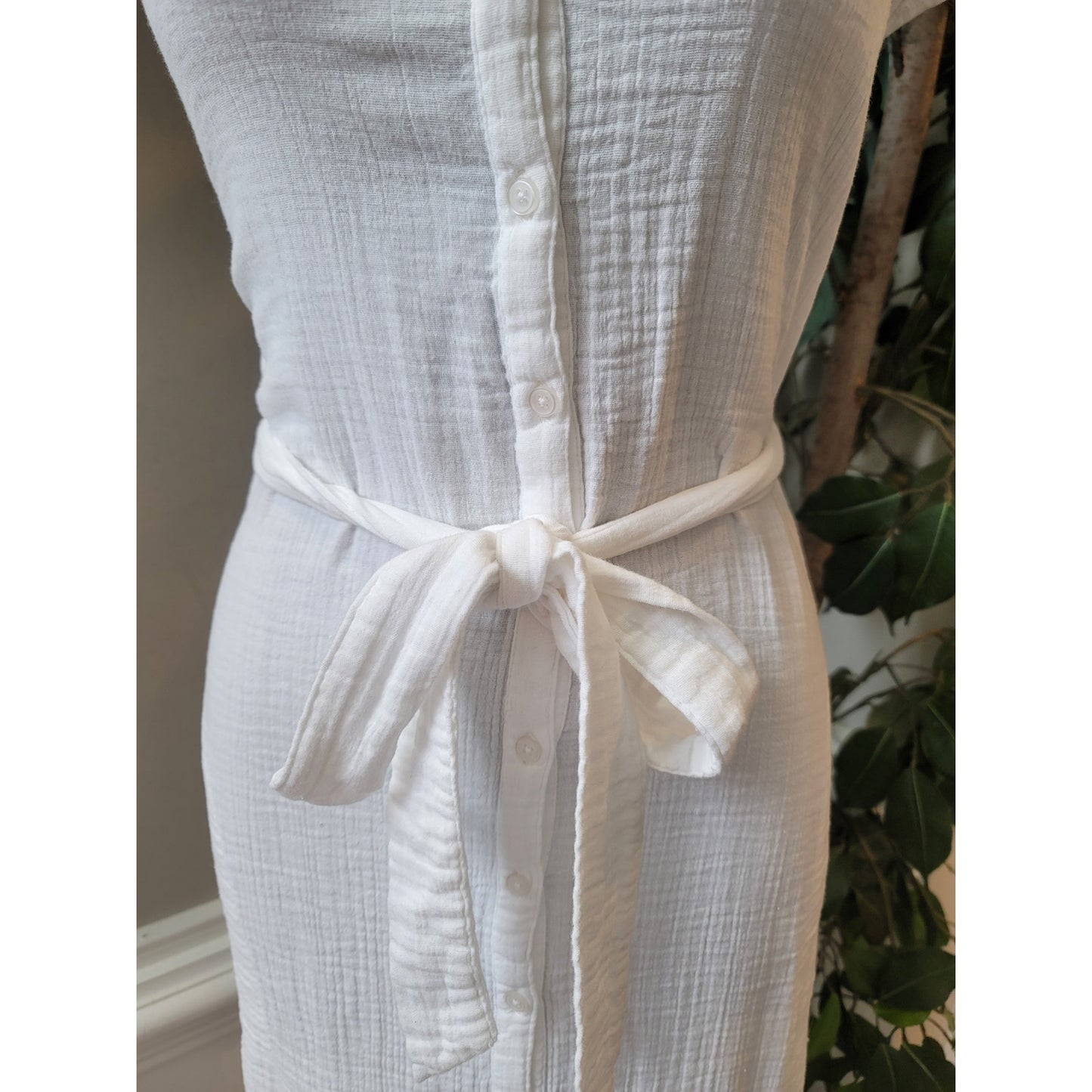 RD Style Button Down Dress Women Medium White Cotton Lightweight Casual