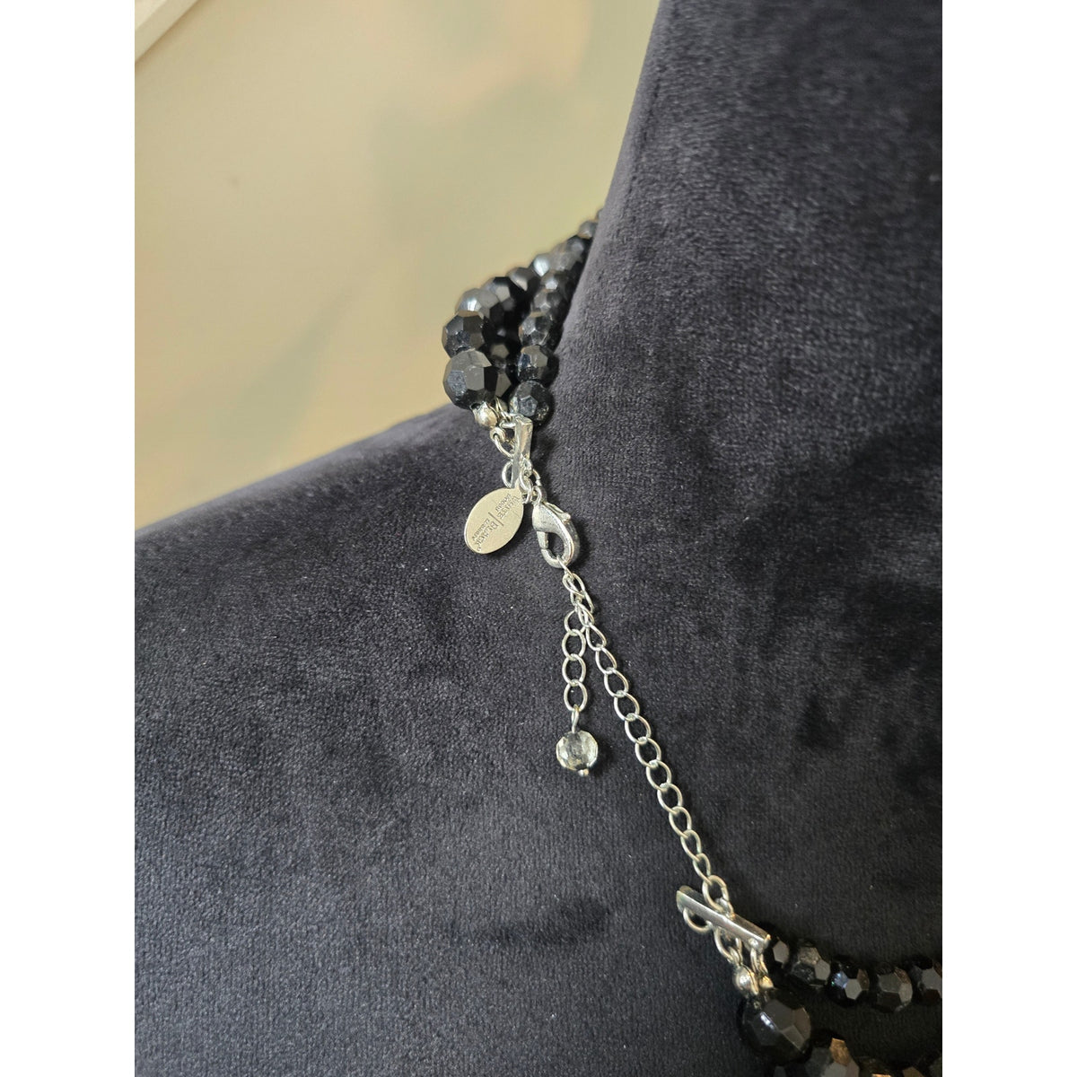 Black Gray Multi Strand Beaded Statement Necklace