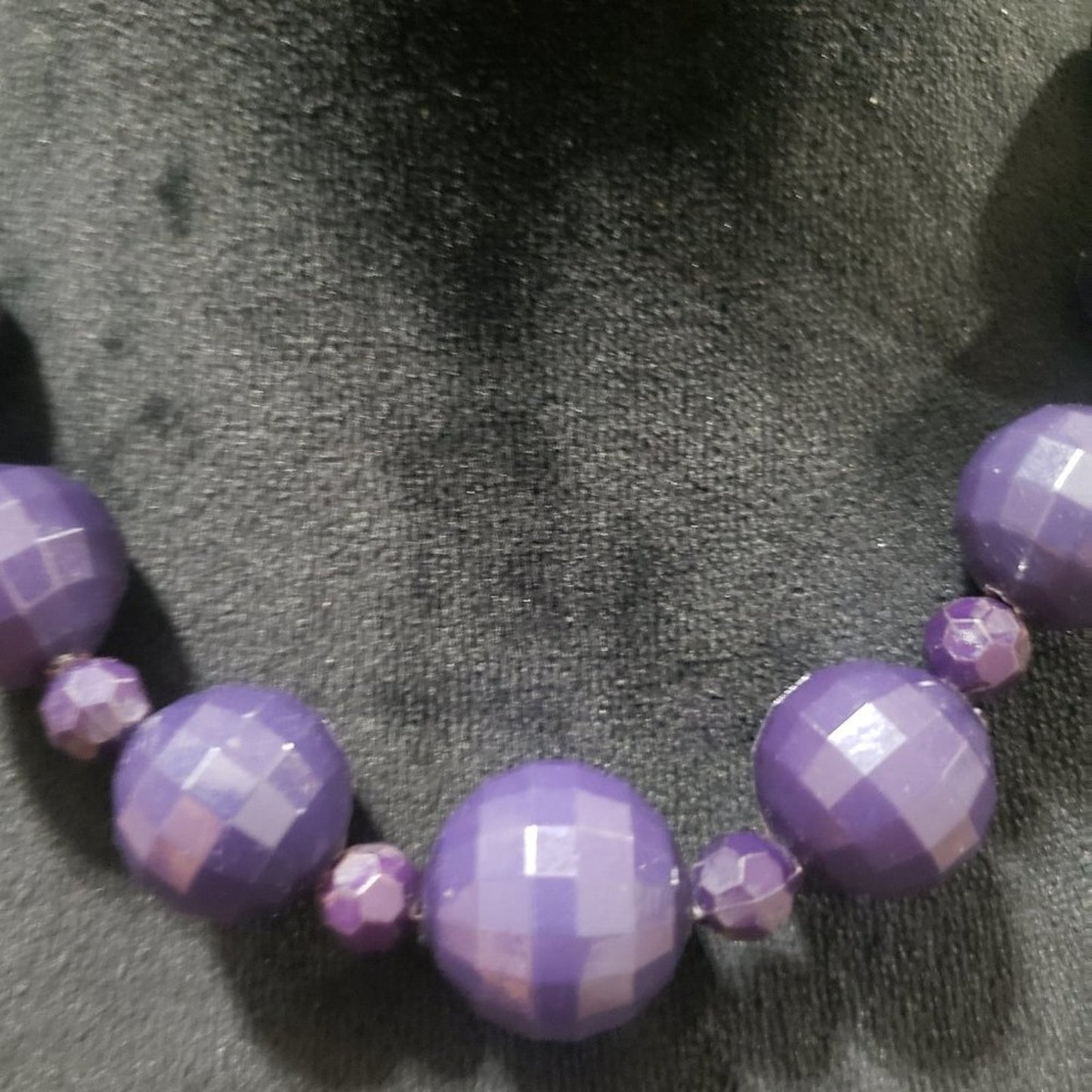 Womens Fashion Purple Single Strand Round Beaded Necklace with Lobster Clasp