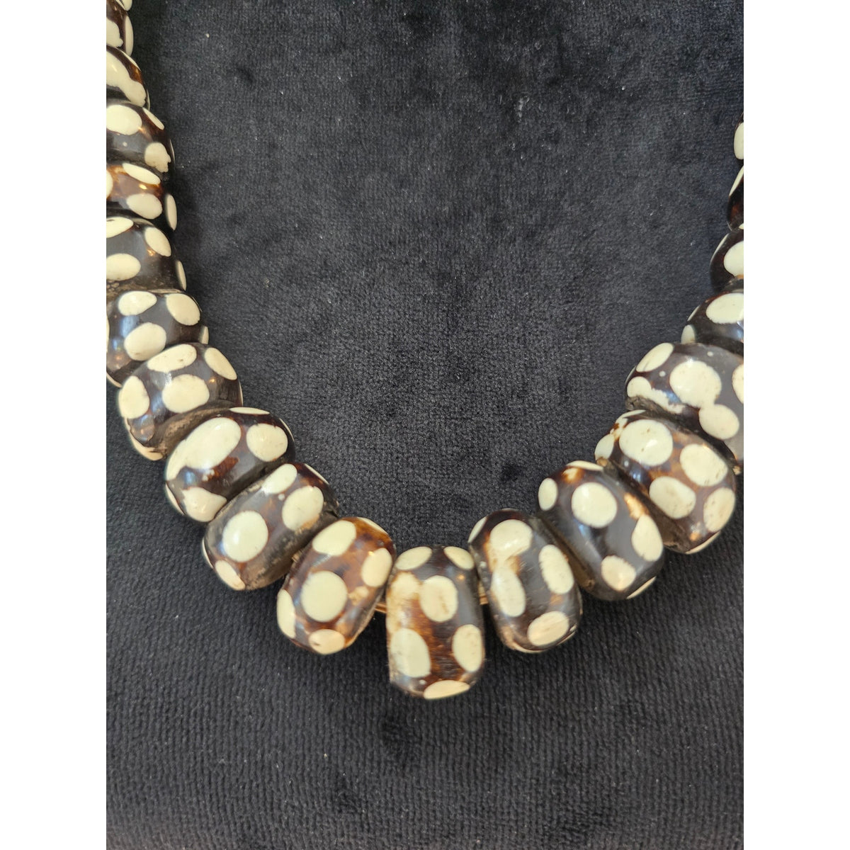 Brown and Cream Chunky Beaded Statement Necklace Tribal Boho Jewelry
