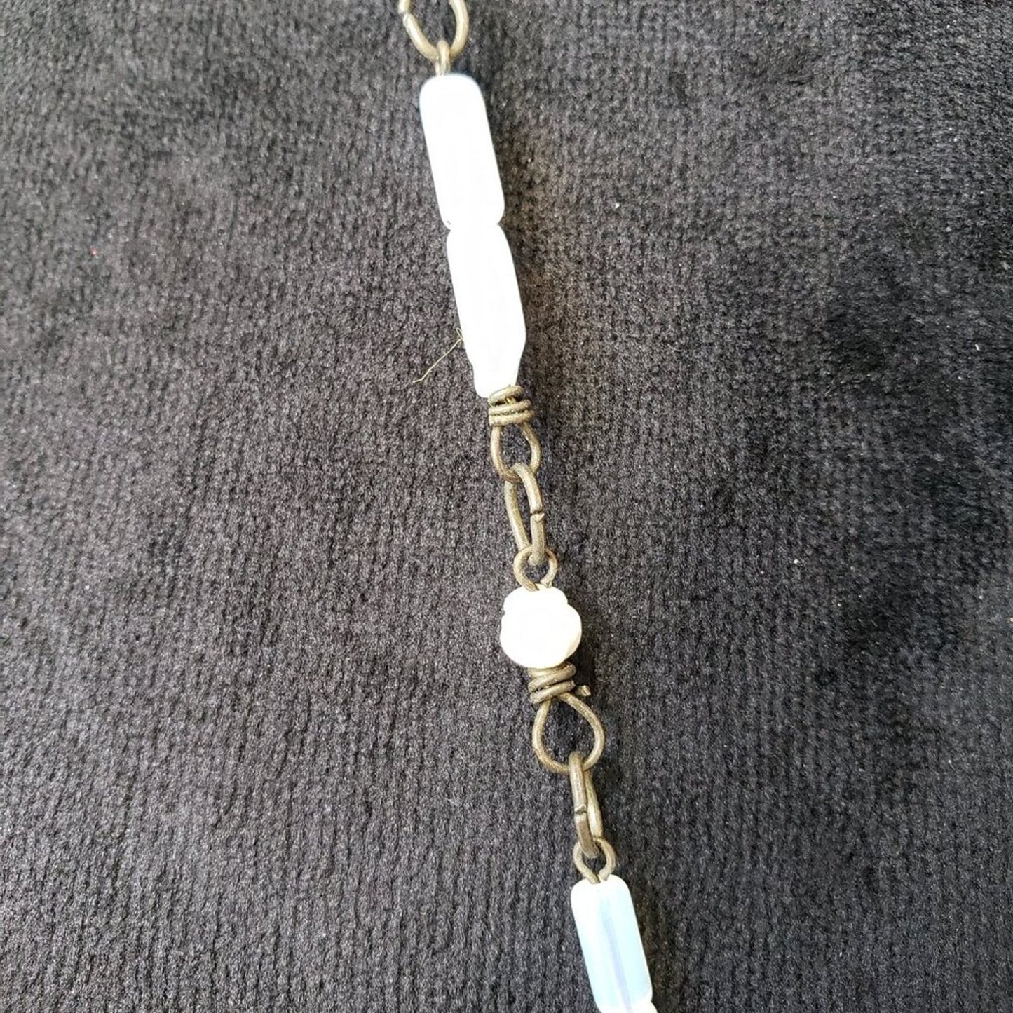 Womens Fashion White Pearl Beaded Crystal Pendant Necklace with Lobster Clasp