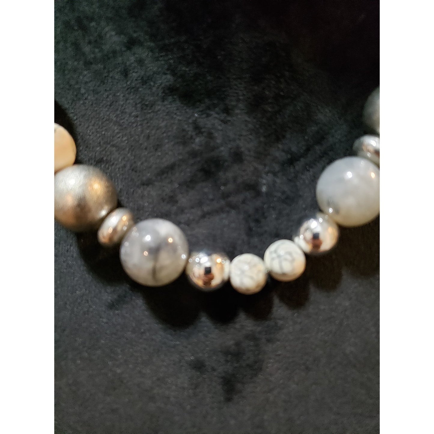 Women's Chunky Mixed Bead Statement Necklace Neutral Tones Lobster Clasp