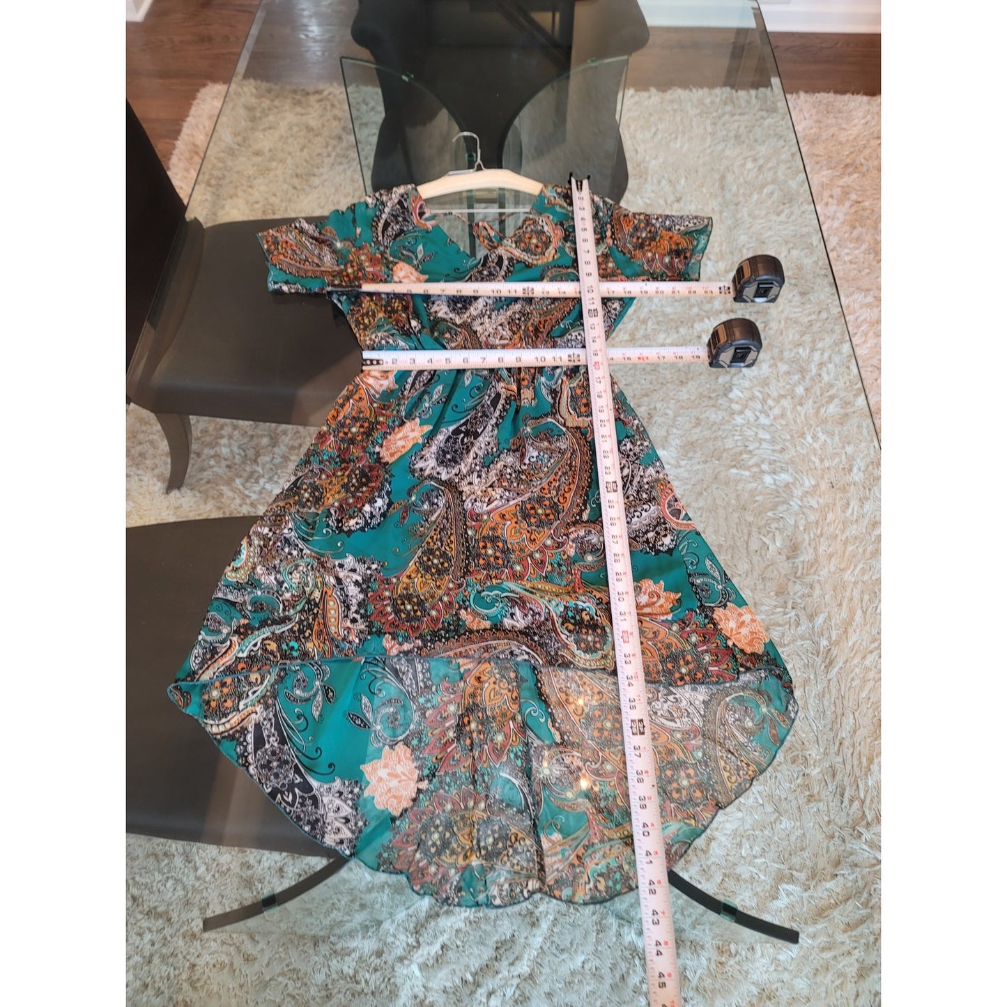 Sweet Storm Dress Womens Medium Teal Multicolor Paisley Boho Casual Lightweight