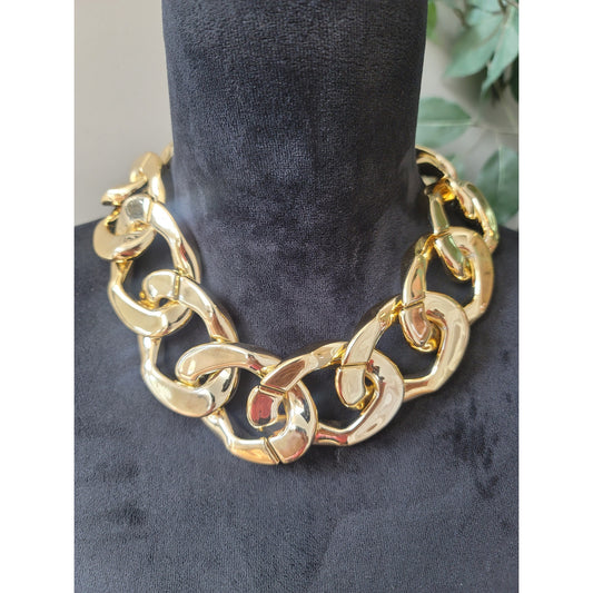 Women's Chunky Gold Chain Statement Necklace Bold Fashion Jewelry Choker