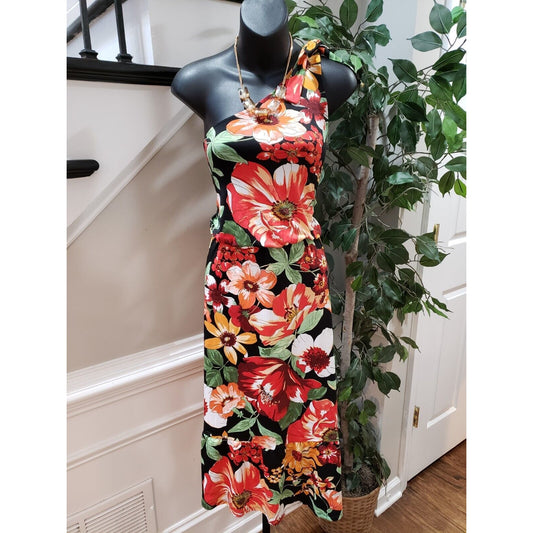 Tacera Womens Multicolor Polyester One Shoulder Off Sleeveless Long Maxi Dress M