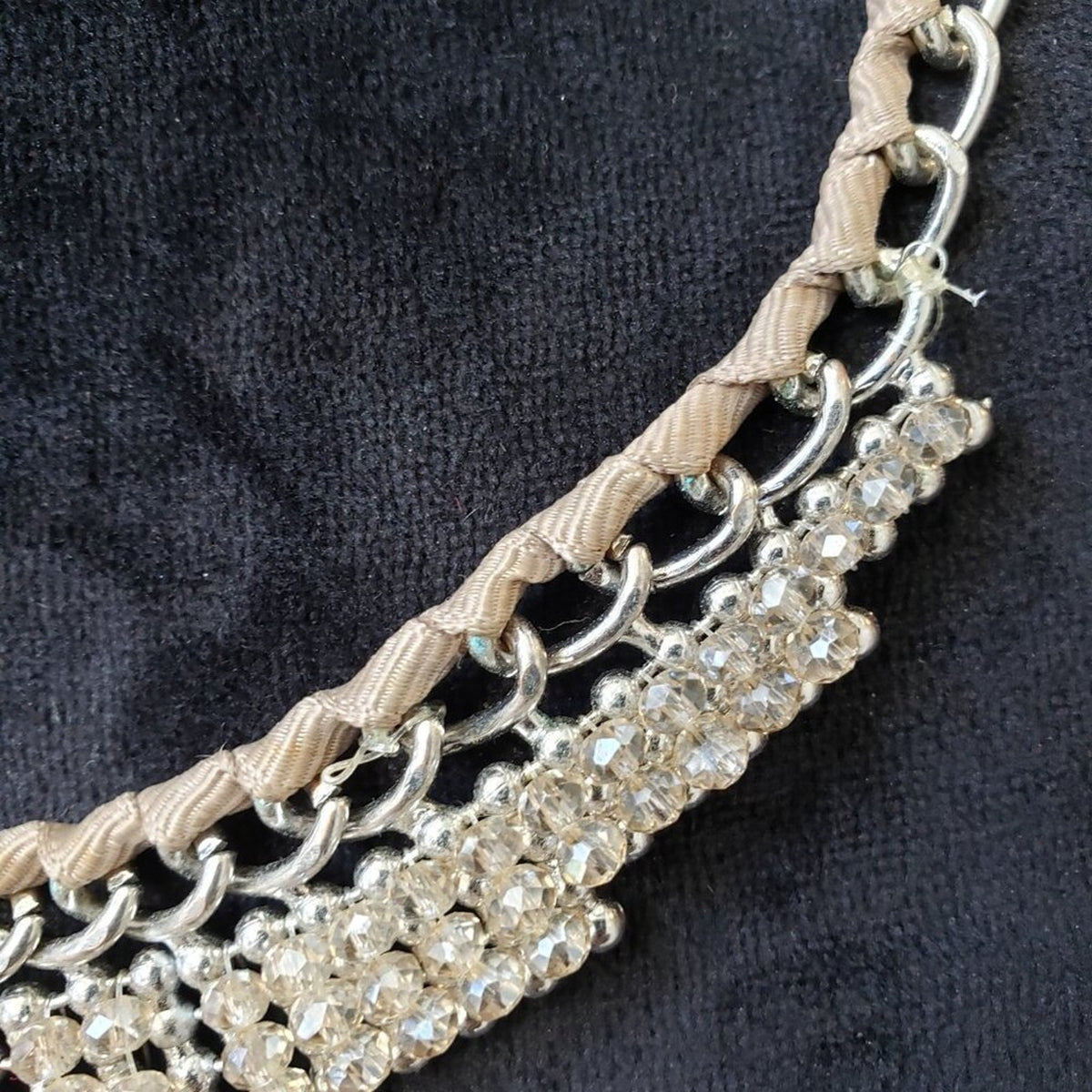 Womens Fashion Silver Tone Beaded Fringe Necklace Jewelry with Lobster Clasp