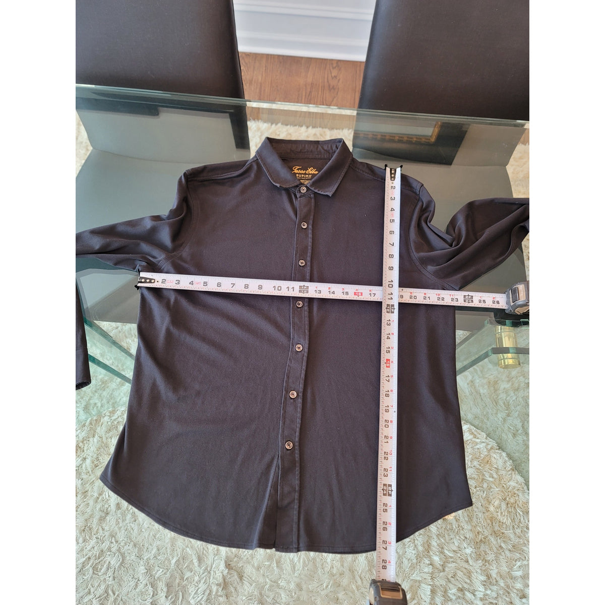 Tasso Elba Button-Down Shirt Men's Size X-Large Black Cotton Blend Collared