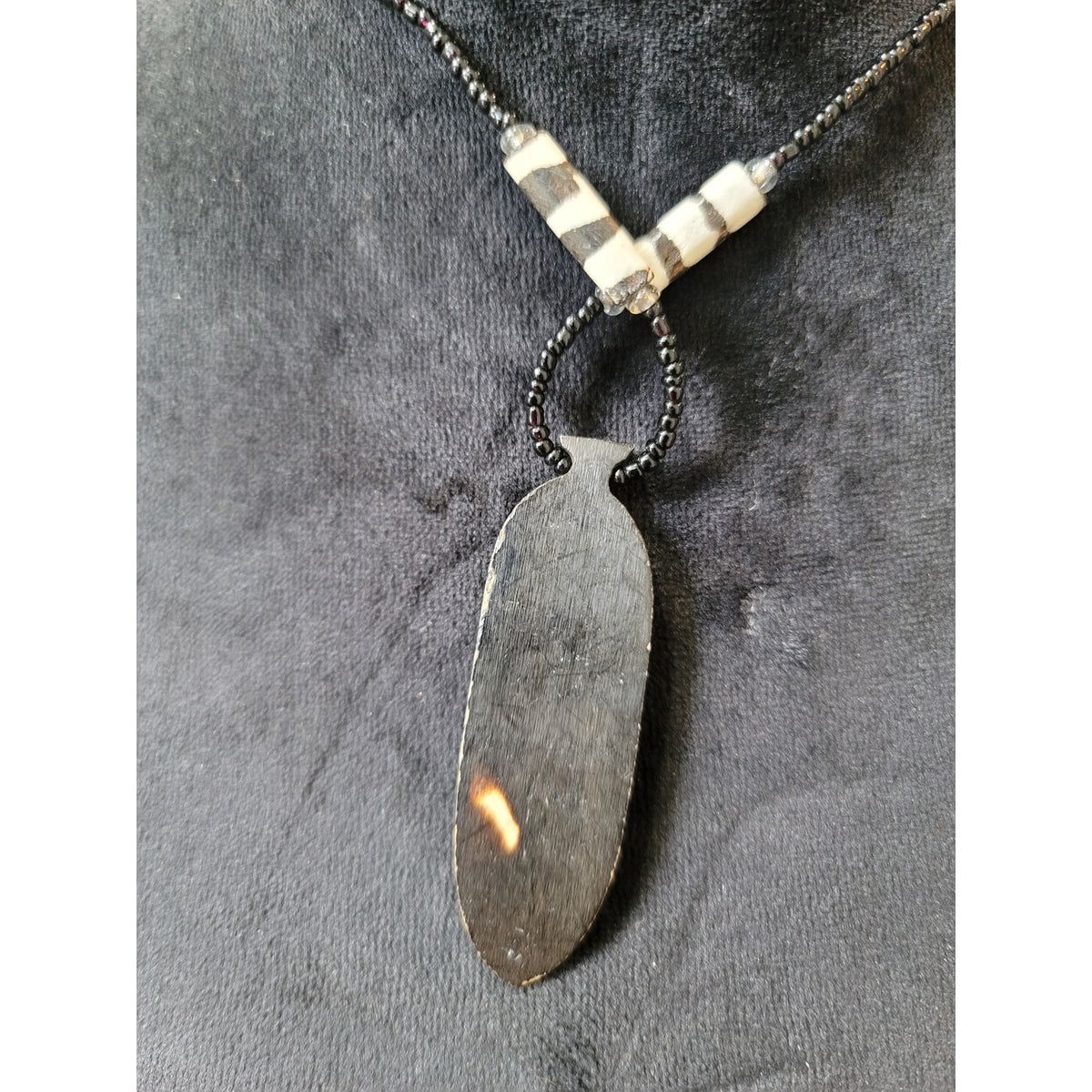 Women's Tribal Beaded Necklace With Face Pendant And Magnetic Clasp Lock