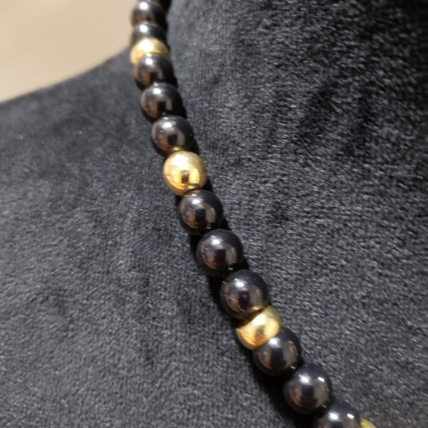 Womens Fashion Chunky Napier Black Gold Metal Enamel Resin Beads Collar Necklace