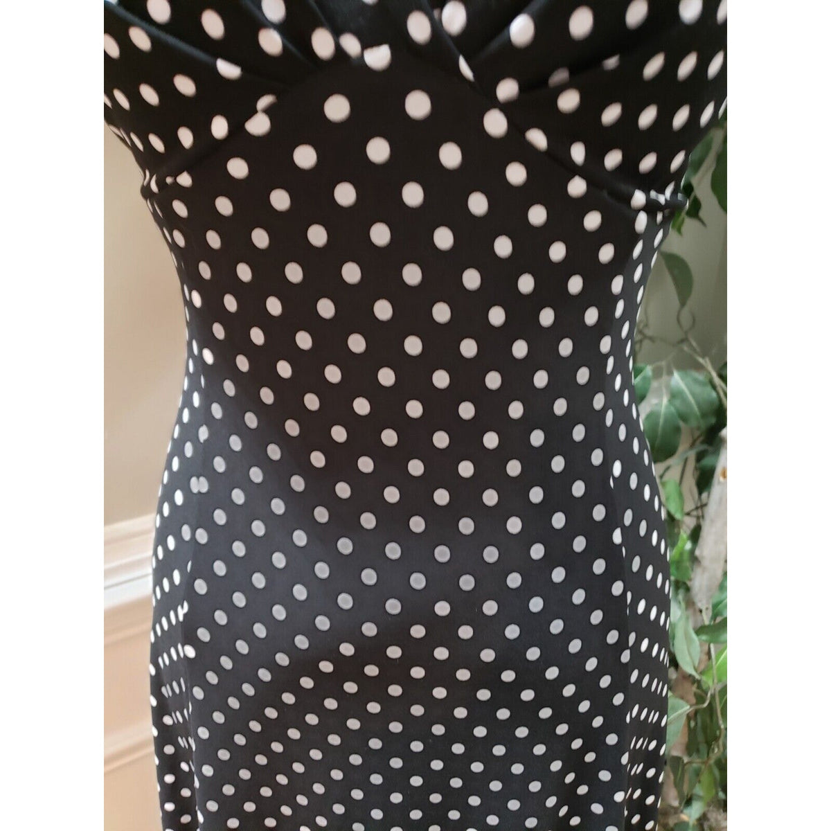 Chaps Womens Black & White Polyester Round Neck Short Sleeve Knee Length Dress M