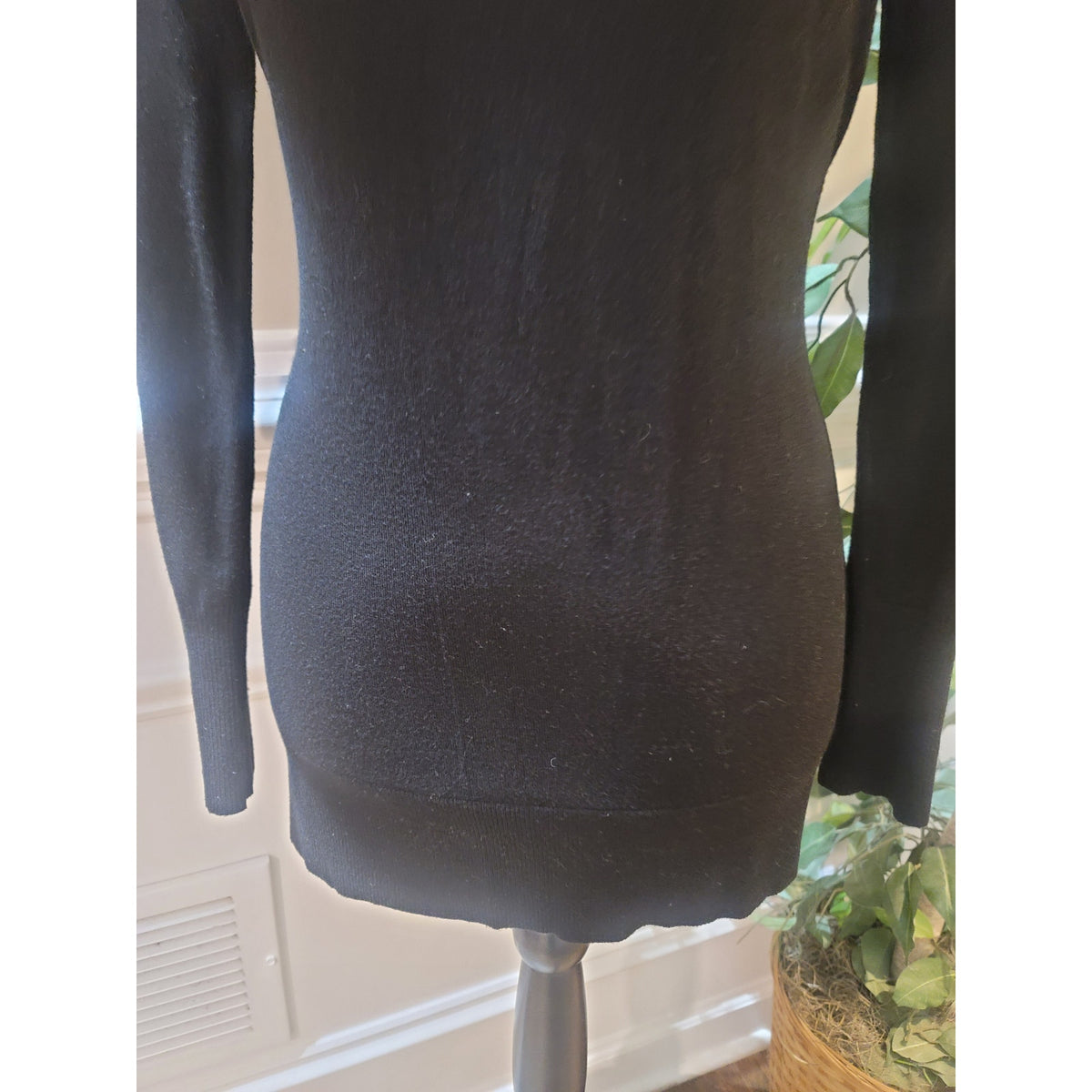 Cache Pullover Sweater Women's Large Black Strappy Back Scoop Neck Long Sleeve