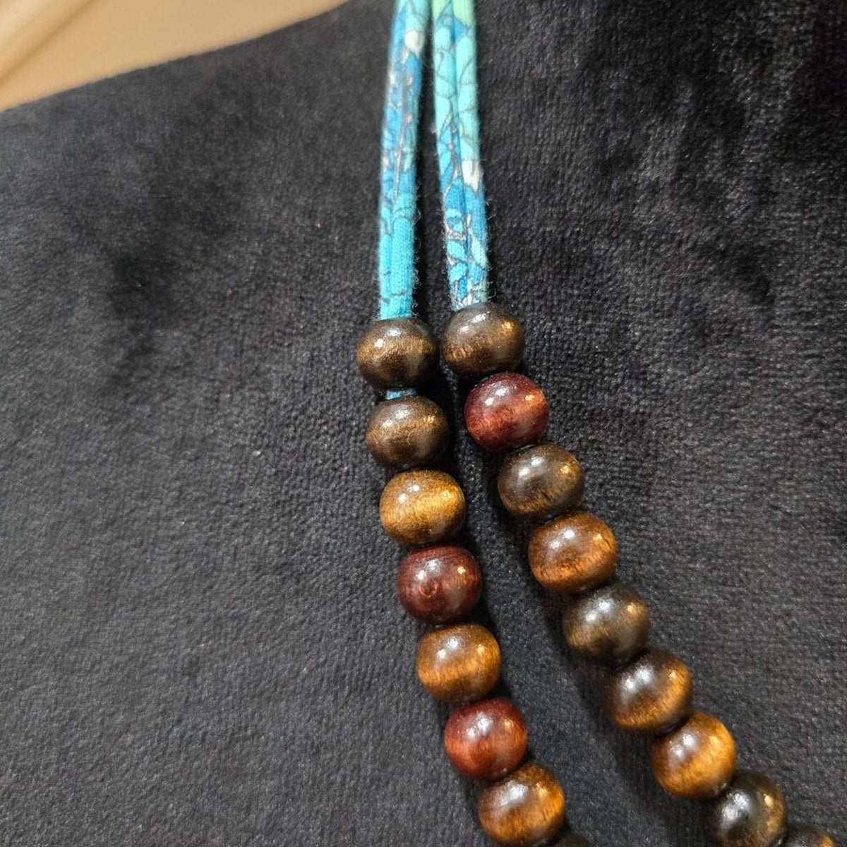 Womens Fashion Dark Brown Wooden Beaded 2 Layered Boho Necklace Jewelry
