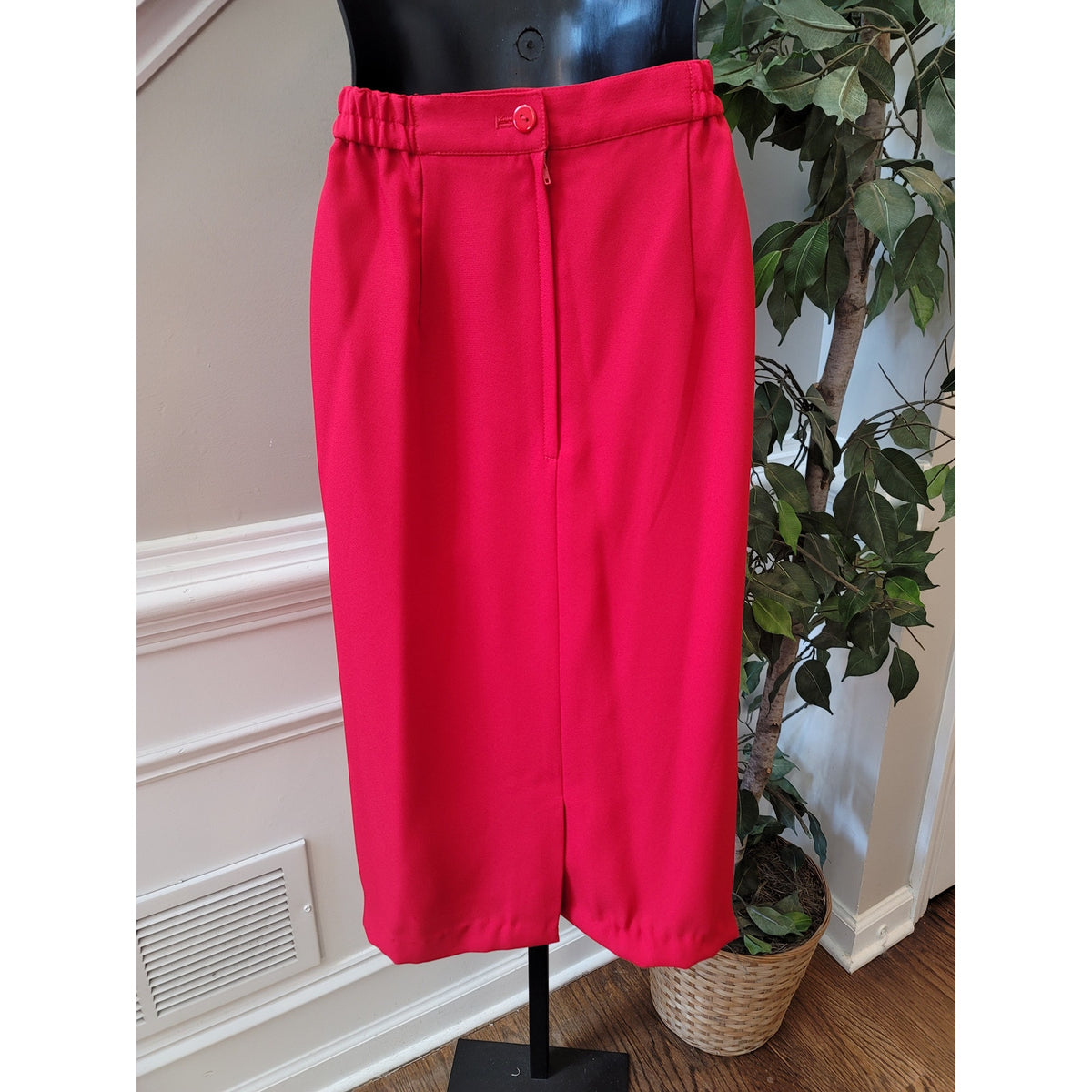 St Anthony Skirt Suit Women SZ 16W Red Rhinestone Long Sleeve Blazer Fully Lined