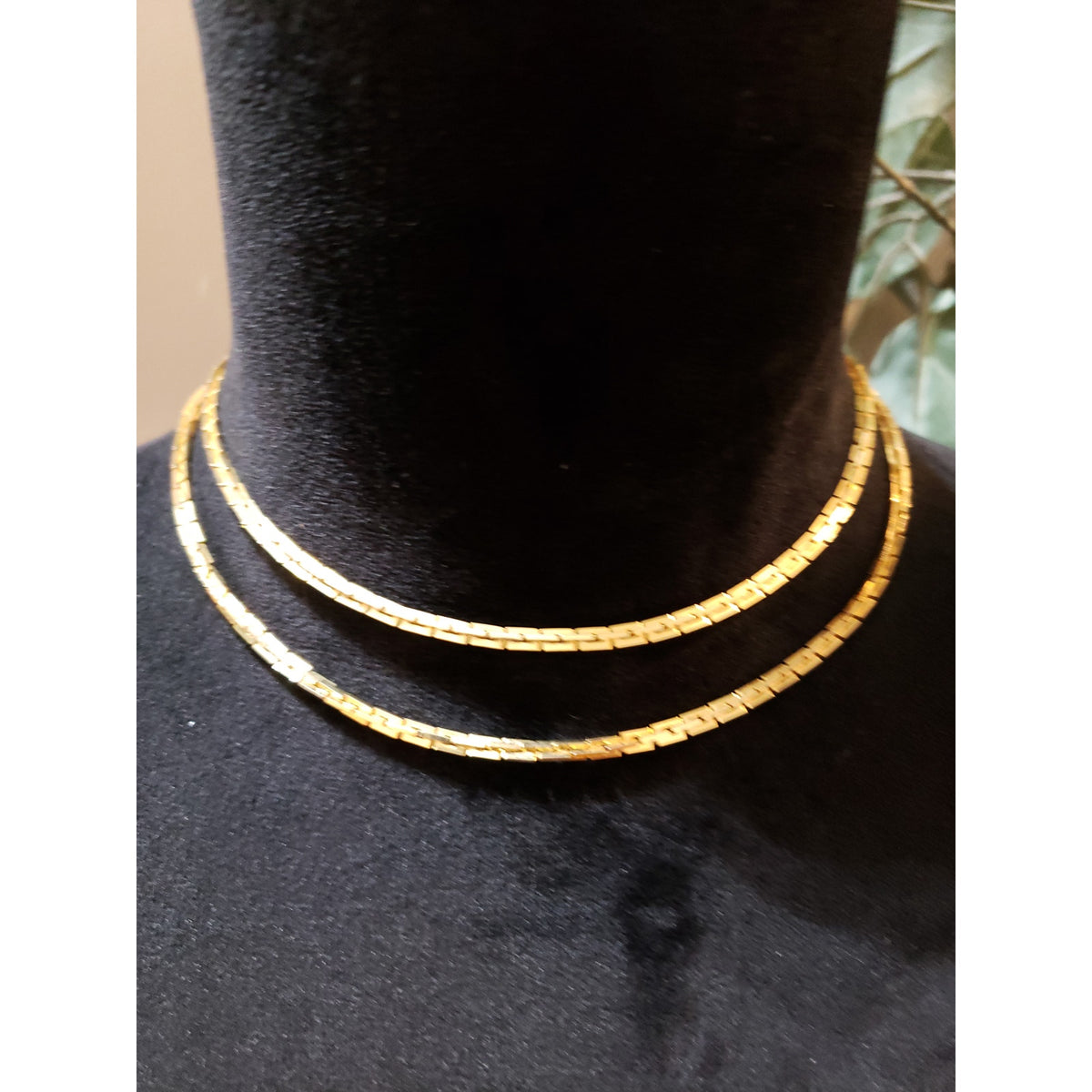 Womens Fashion 2 Strand Boho Gold Tone Link Box Chains Collar Necklace Jewelry