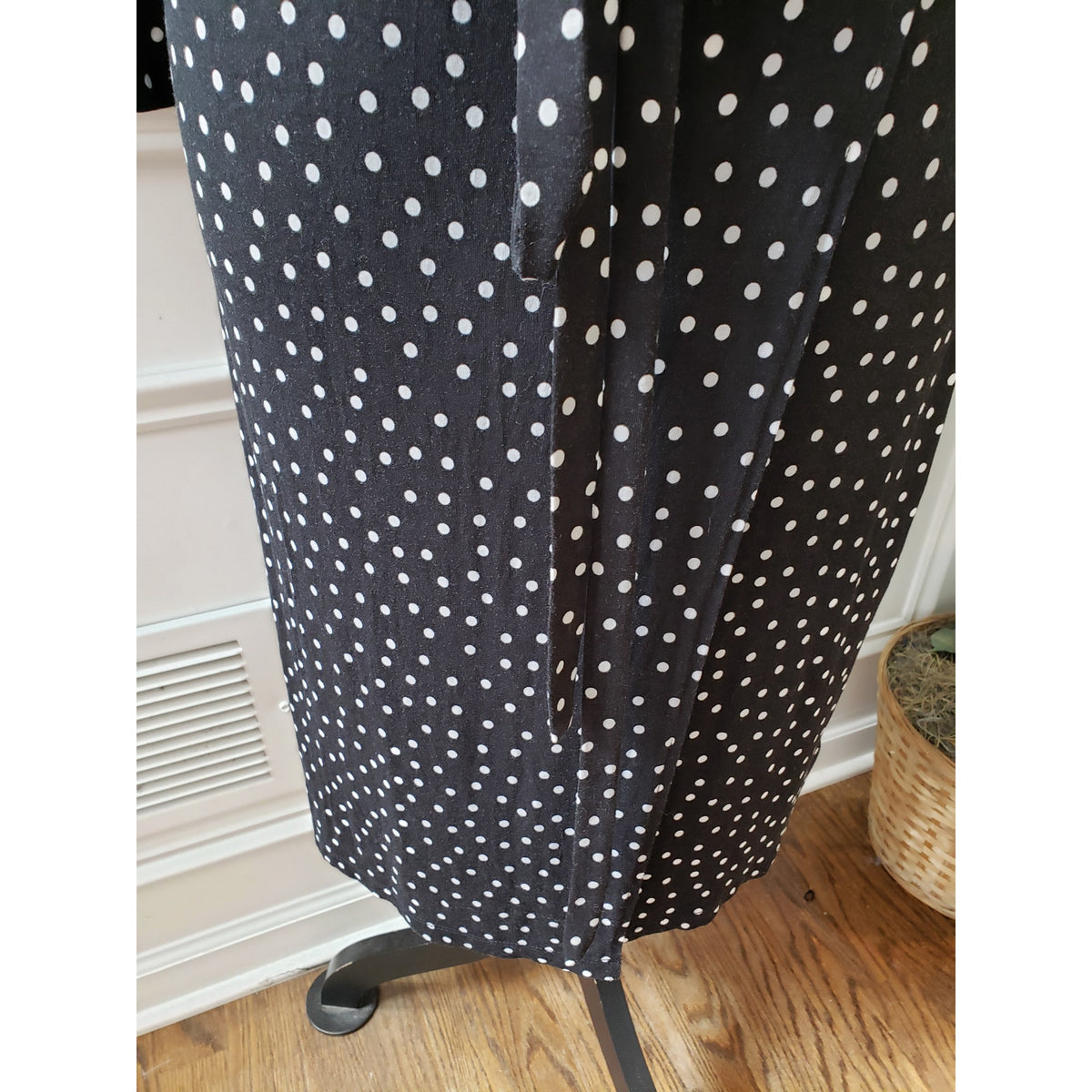 A New Day Polka Dot Dress Women's M Black White Wrap Belted Long Sleeve