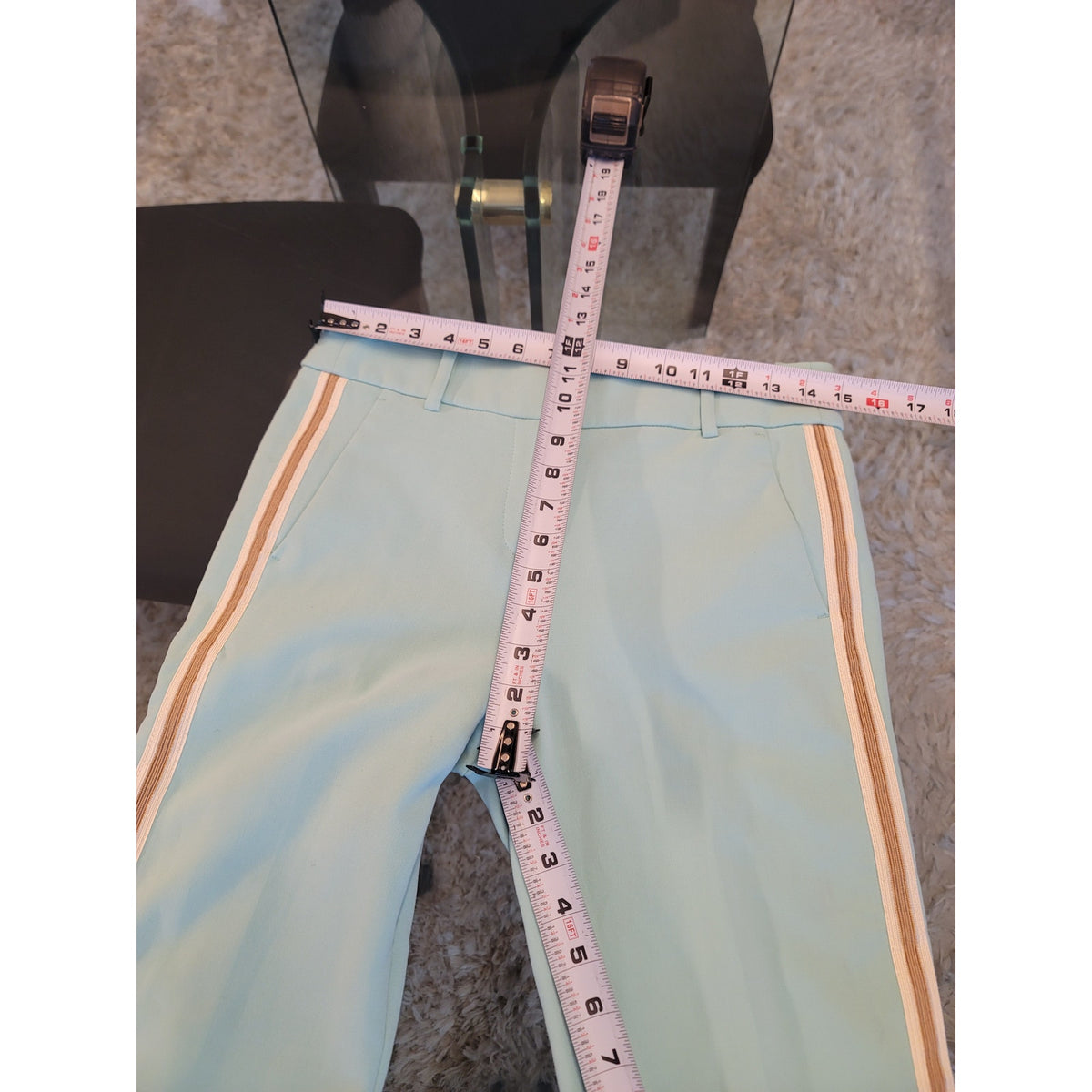 J.Crew Cameron Crop Pant Women's Size 4 Mint Green Tuxedo Stripe High Rise