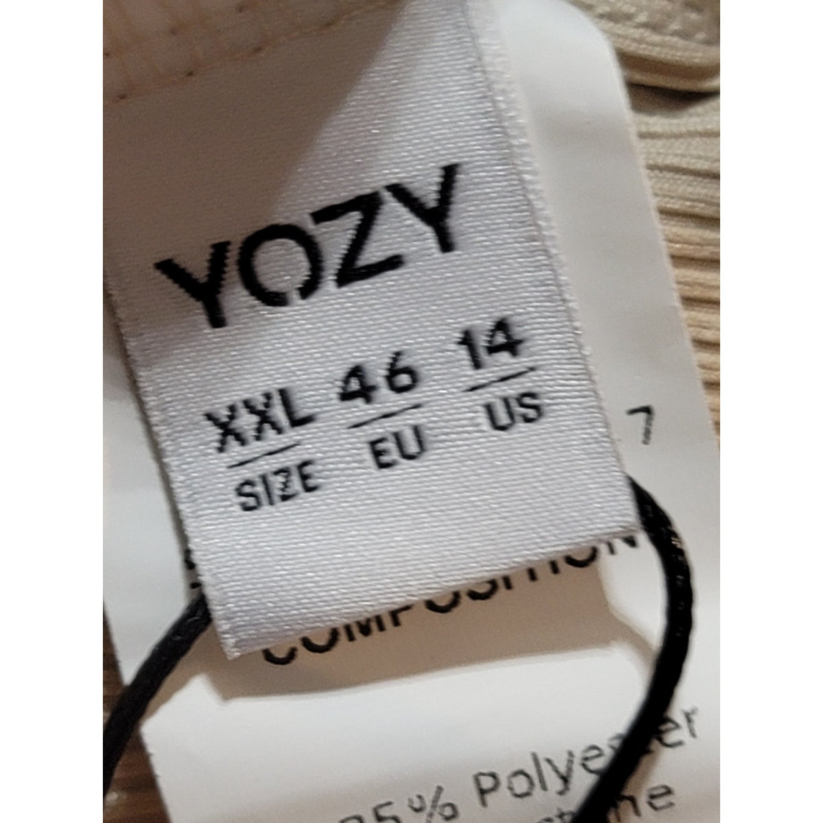 Yozy Bodysuit Set Women's SZ 14 Cream Ribbed Drawstring Scoop Neck Short Sleeve