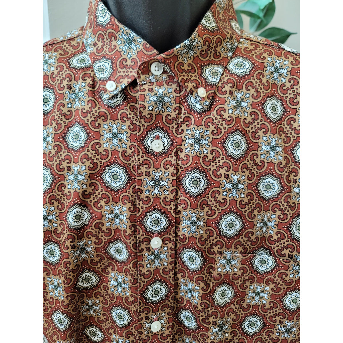 Daniel Cremieux Graphic-Print Shirt Men's Size X-Large Brown 100% Cotton