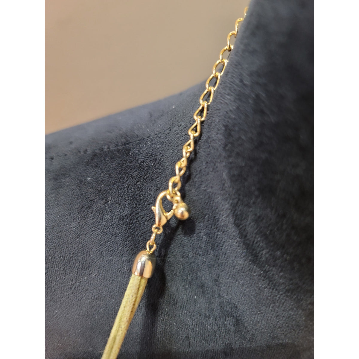 Amber Stone Pendant Necklace Gold Tone Multi Strand Cord Statement Jewelry Gifts