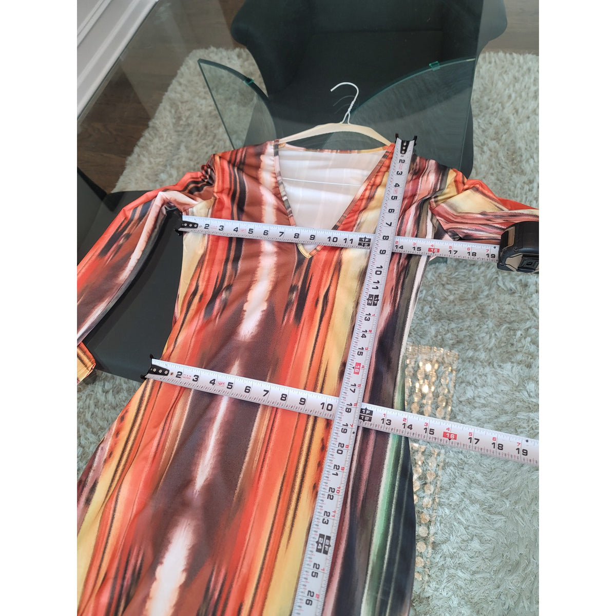 Maxi Dress Women's Size Large Multicolor Polyester Tie & Diye Long Sleeves