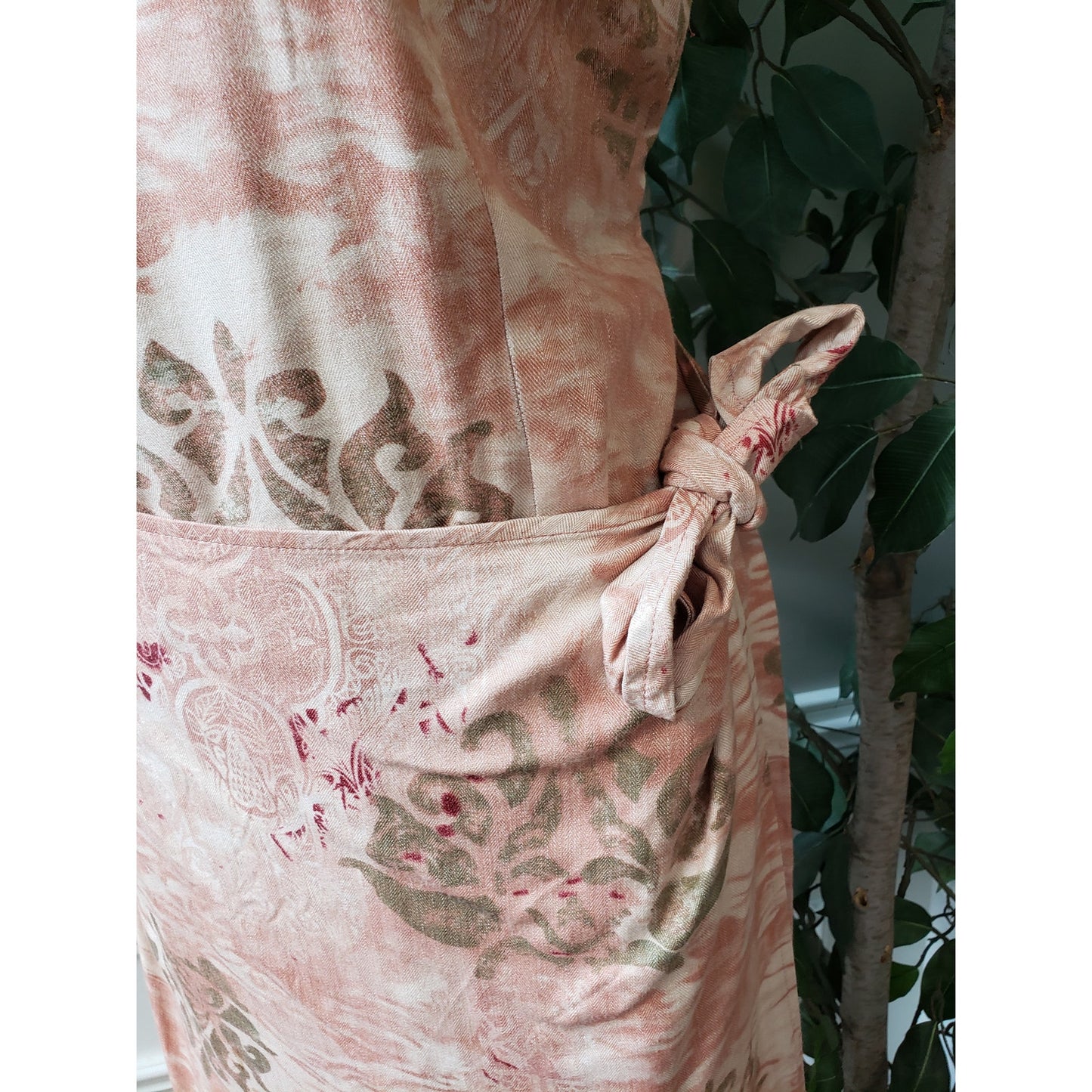 Caribbean Joe. Long Maxi Dress Womens Size L Pink Round Neck Sleeveless Back Zip