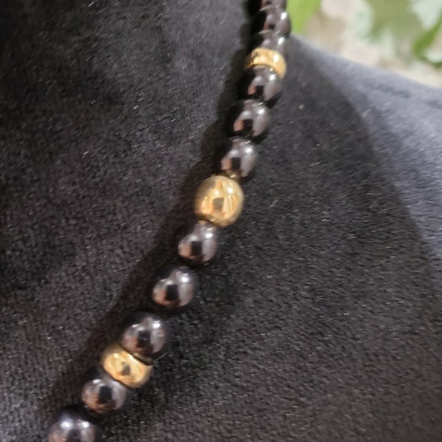 Womens Fashion Chunky Napier Black Gold Metal Enamel Resin Beads Collar Necklace