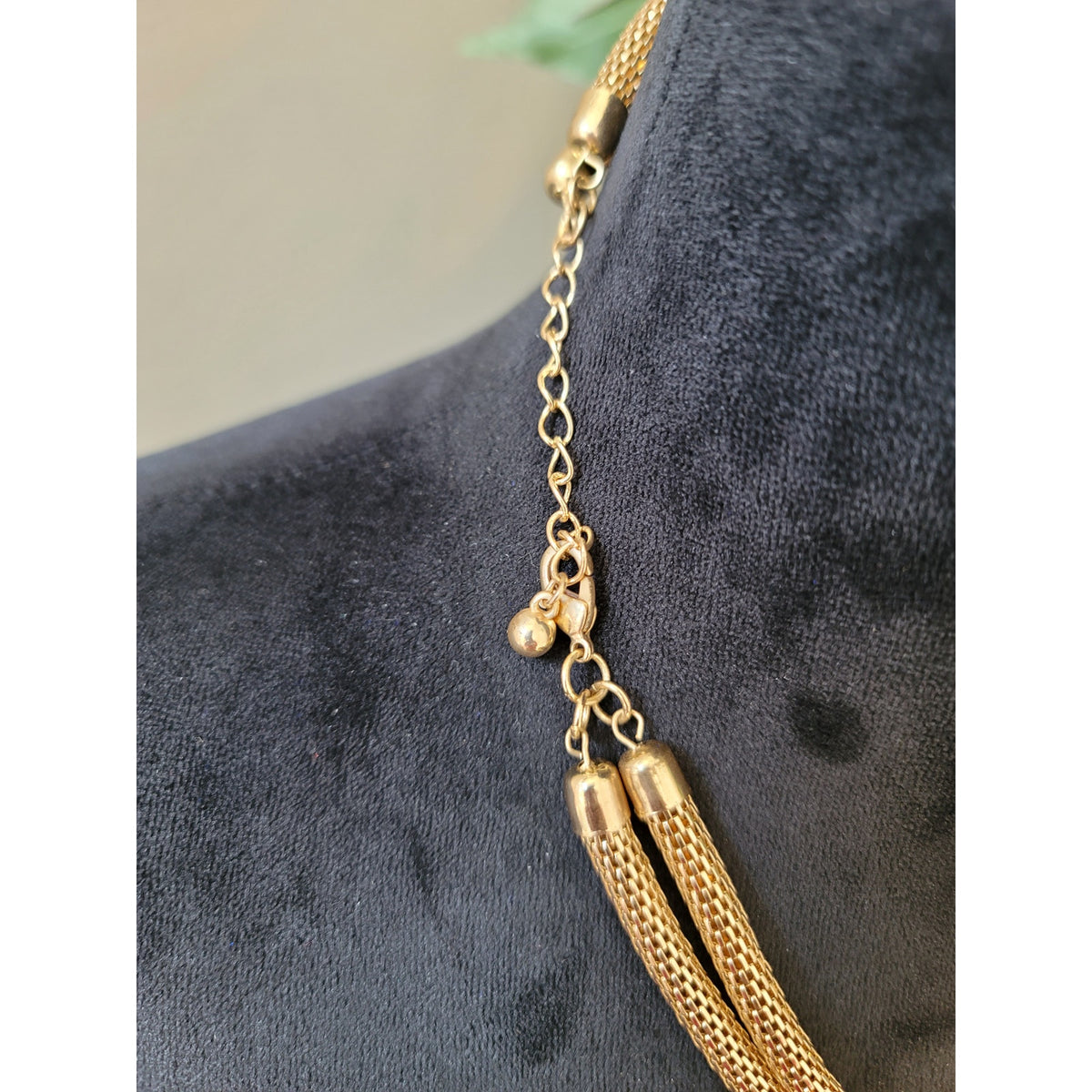 Women's Gold Mesh Knot Statement Necklace With Lobster Clasp Elegant Jewelry