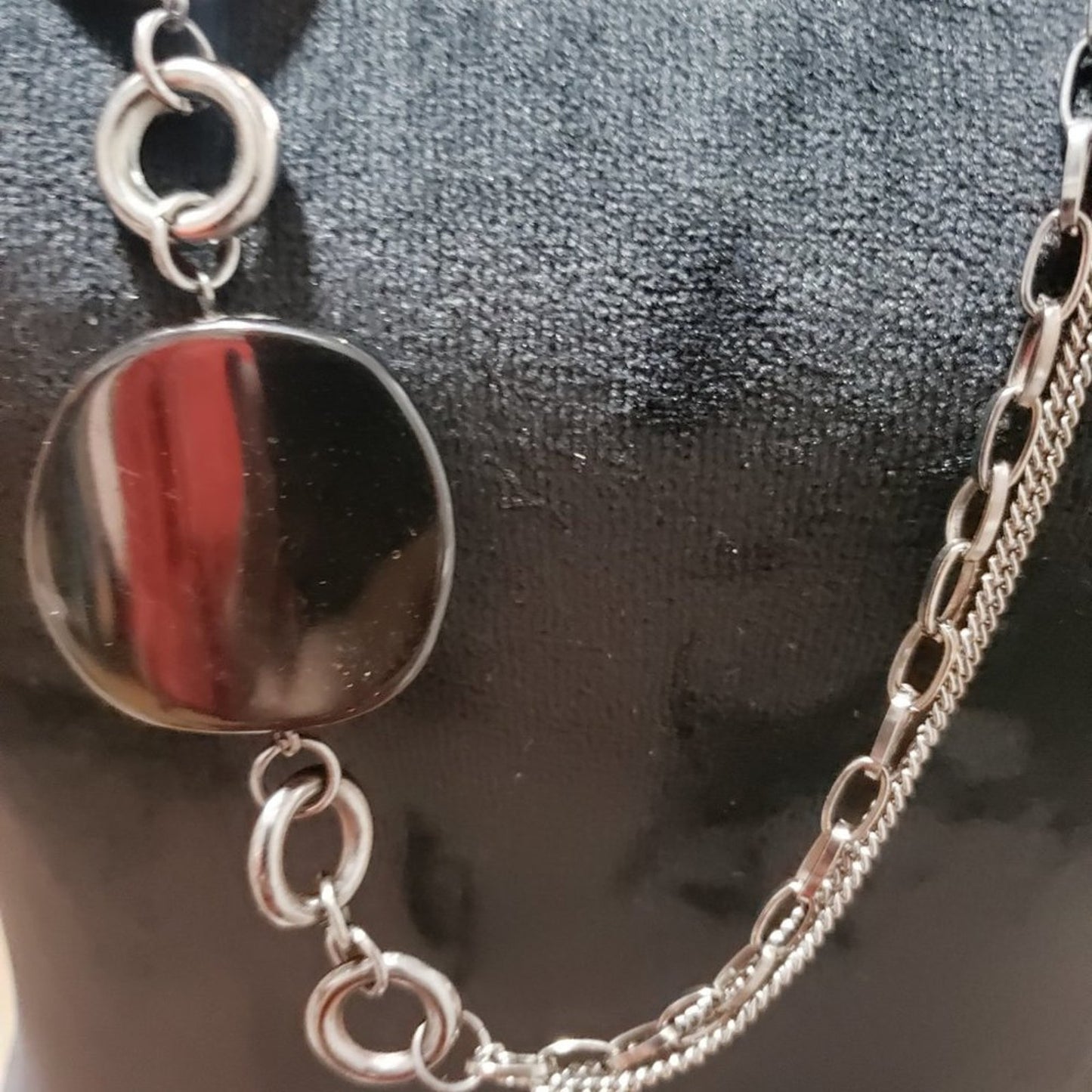 Premier Design Stone Mixed Media Silver Tone Adjustable Long Necklace w/ Lobster