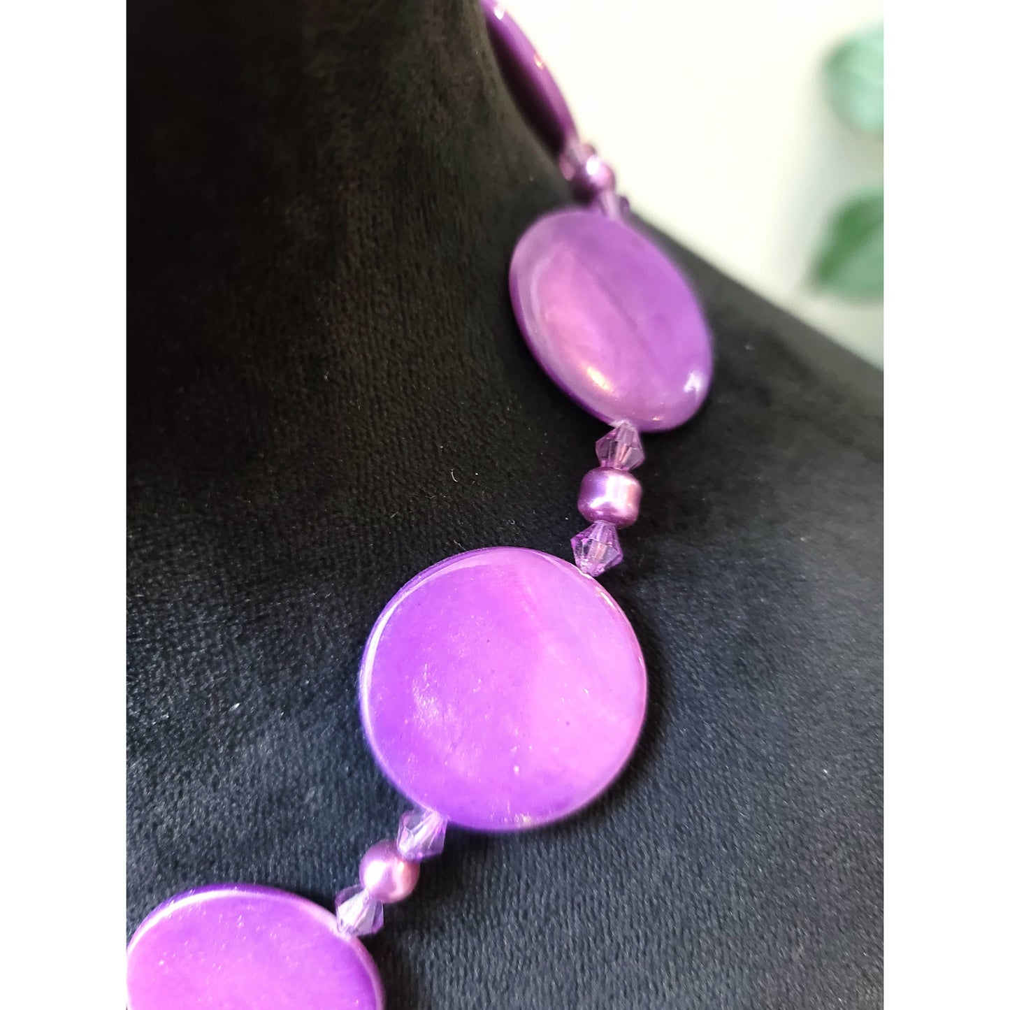 Women's Purple Round Beaded Necklace Lobster Clasp Fashion Jewelry Gift