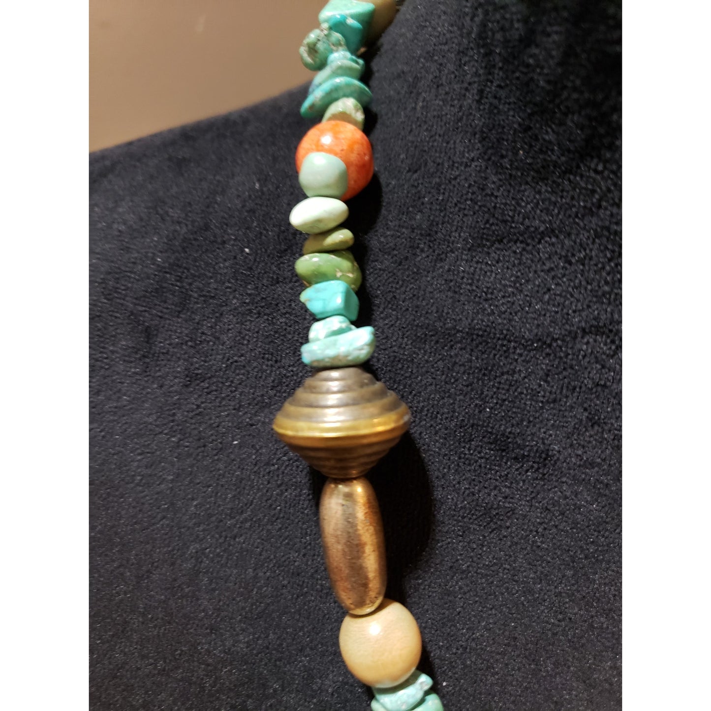 Womens Fashion Tribal Style Turquoise Amber Multi-Shape Beads Necklace Jewelry