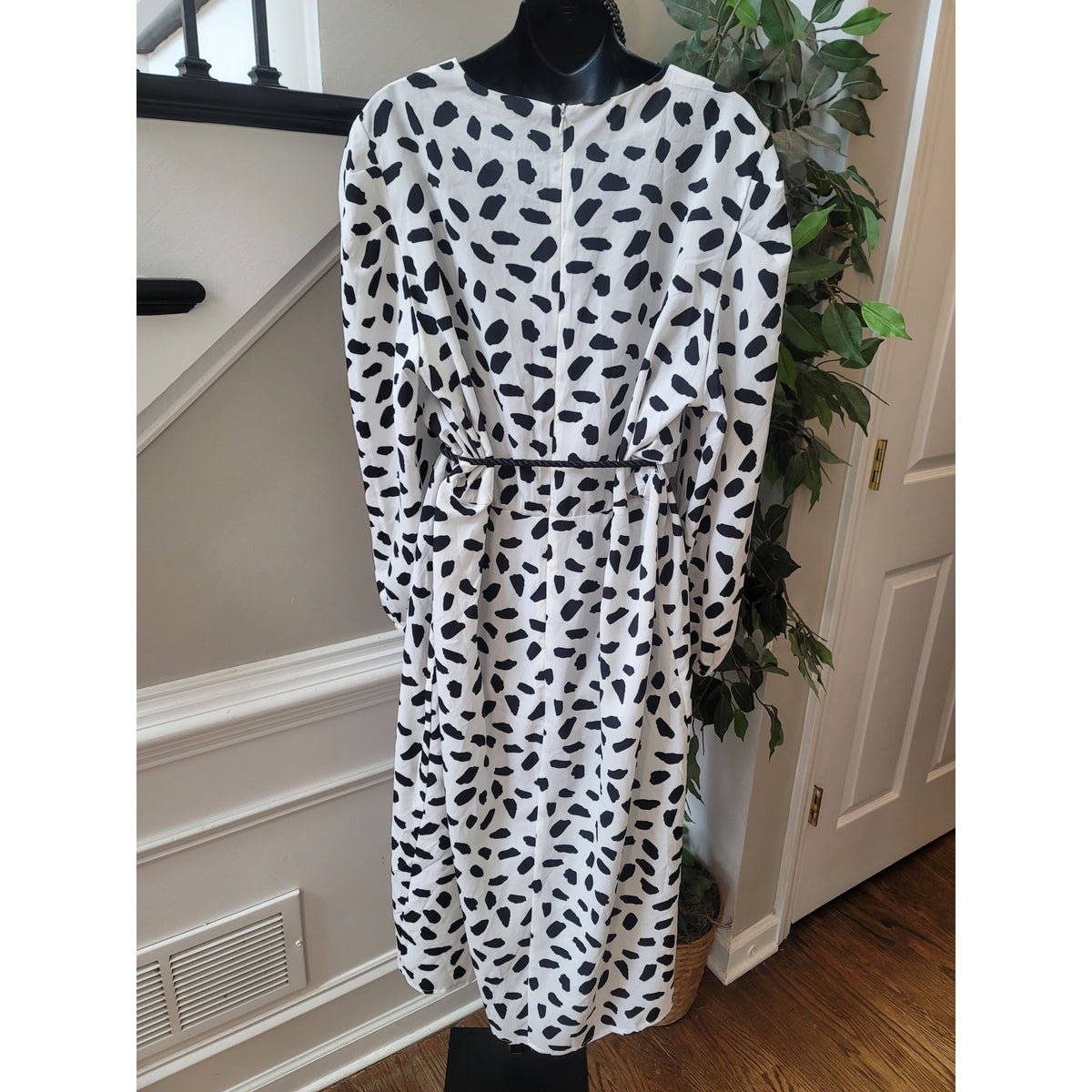 Pretty Little Thing Midi Dress Women's Size 14 Black White 100% Polyester