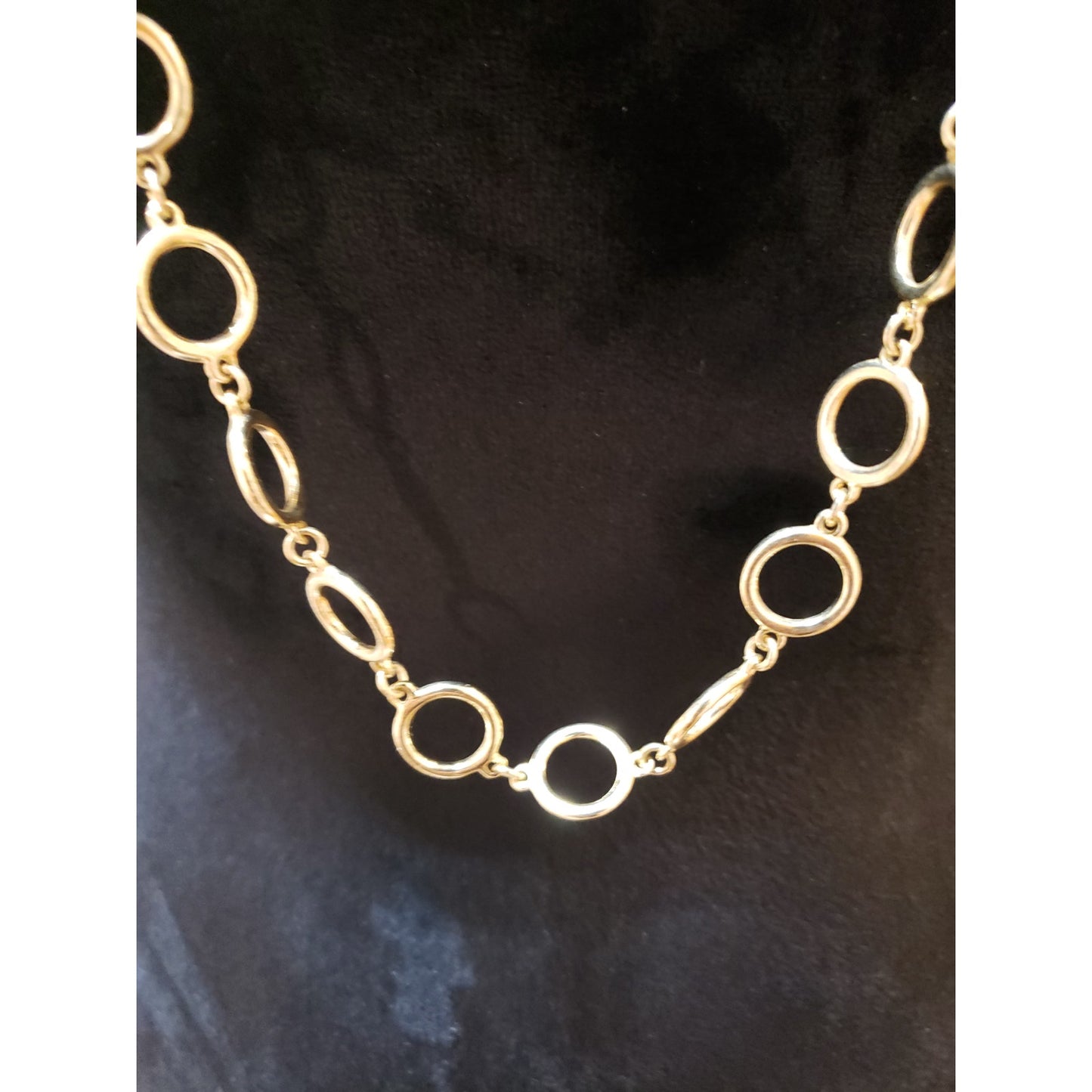 Womens Gold Tone Open Link Long Necklace with Lobster Clasp