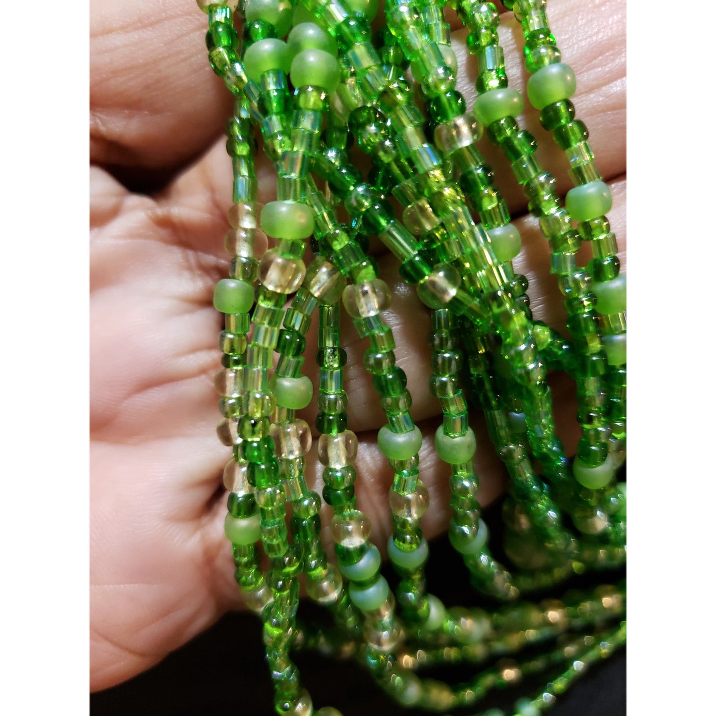 Womens Fashion Multistrand Lime Green Glass Beads Necklace Jewelry with Lobster