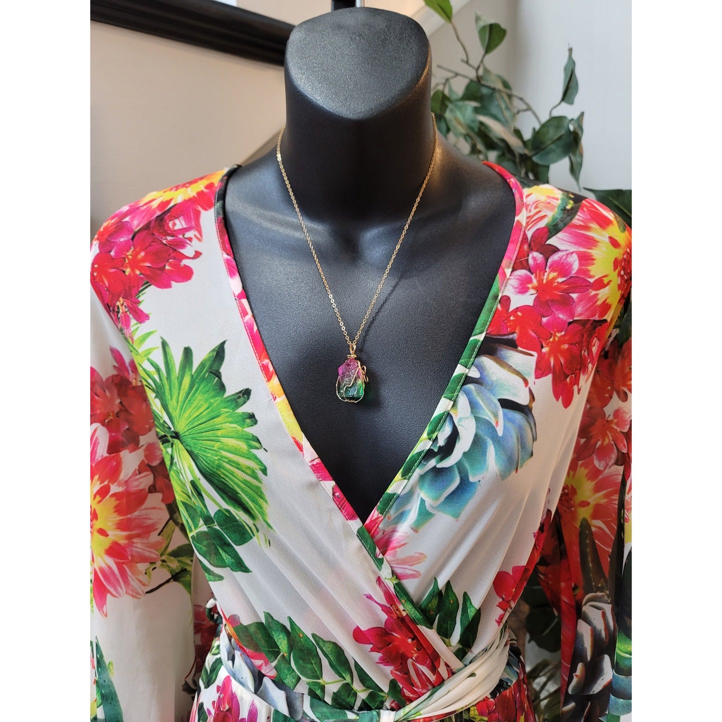 Eleganzarella Maxi Dress Women's Medium White Floral Long Sleeve V Neck