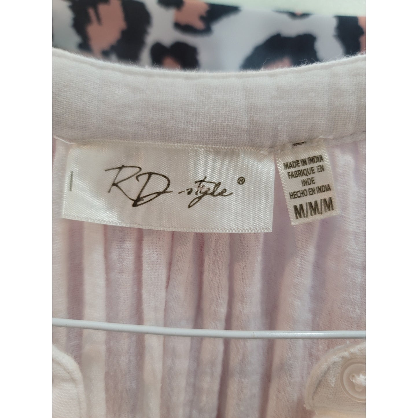 RD Style Button Down Dress Women Medium White Cotton Lightweight Casual