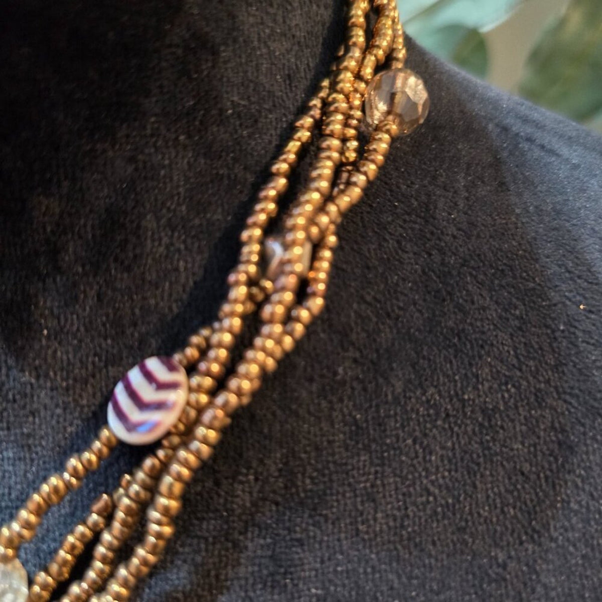 Womens Fashion Brown Seed Beads Dem Bones Pendant Necklace with Earrings
