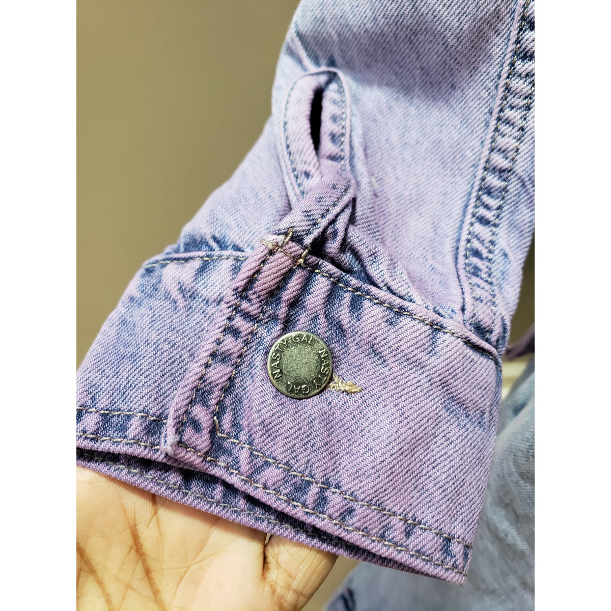 Nasty Gal Jumpsuit Womens Size 6 Blue Denim Pocket Detail Acid Wash Button Front