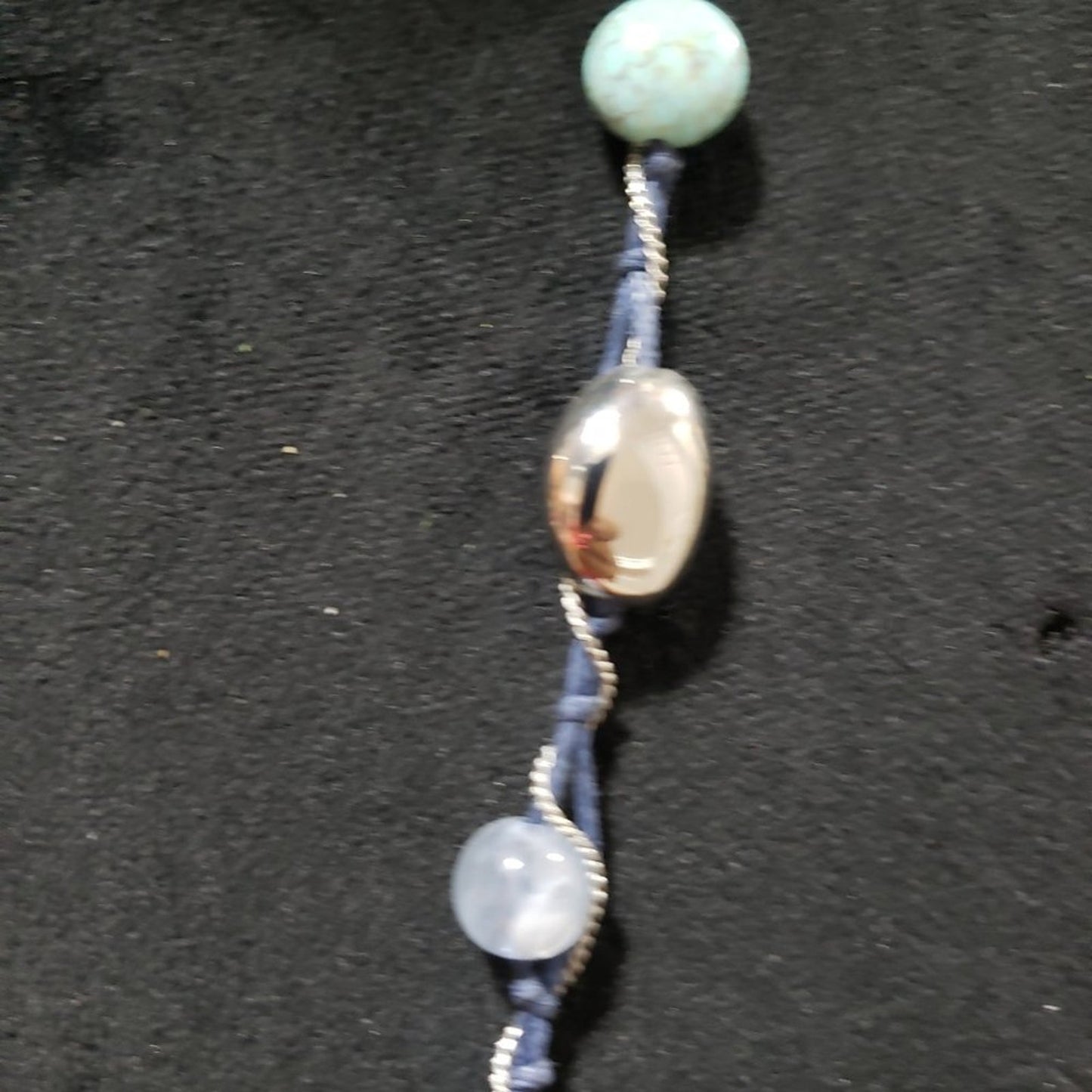 Lia Sophia Silver Tone Blue Bead Stone Bohemian Long Necklace with Lobster Clasp
