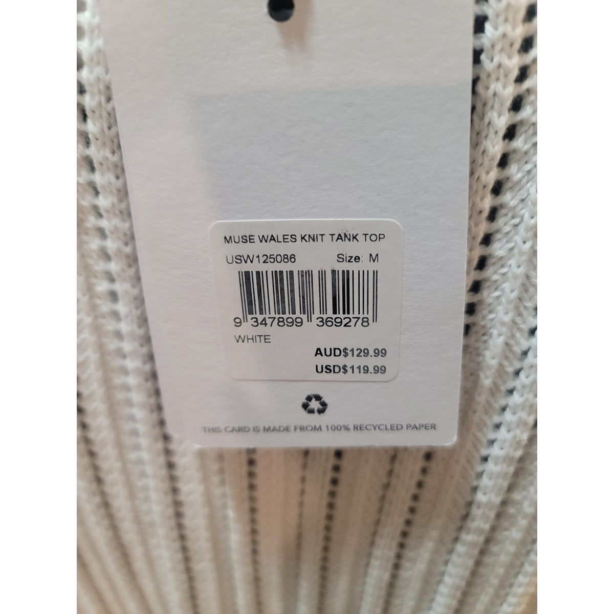 The Upside Stitch Sweater Women Medium White Open Knit Ribbed Armhole Sleeveless