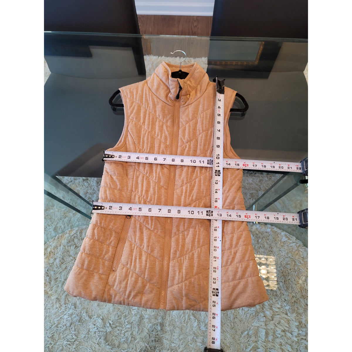 Bagatelle Gilet Vest Women Small Camel Quilted Front Zipper Sleeveless Mock Neck