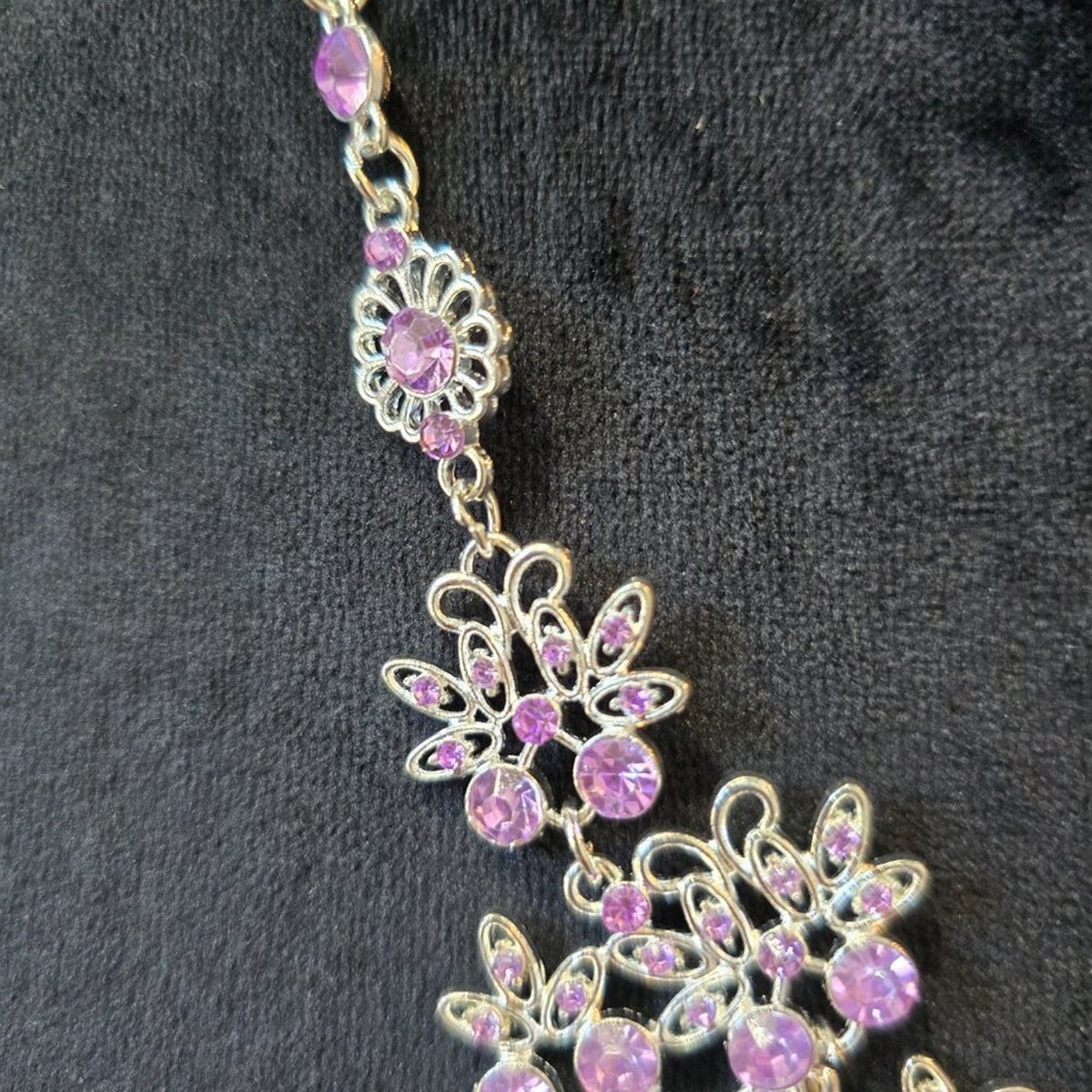 Womens Light Purple Gemstone Water Drop Necklace Jewelry with Lobster Clasp