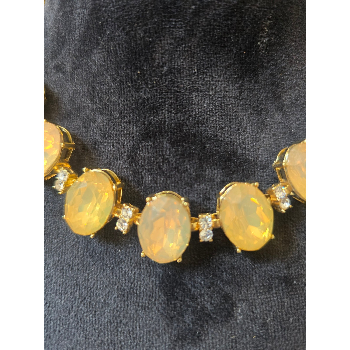 Ella Gold Tone Yellow Faceted Oval Stone Statement Necklace And Earring Set
