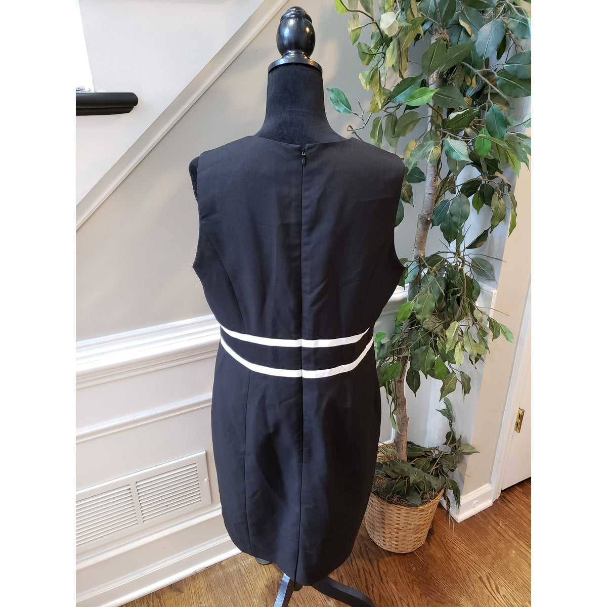 Black Label by Evan-Picone Dress Womens 12 Black White Sheath Career Office Lined