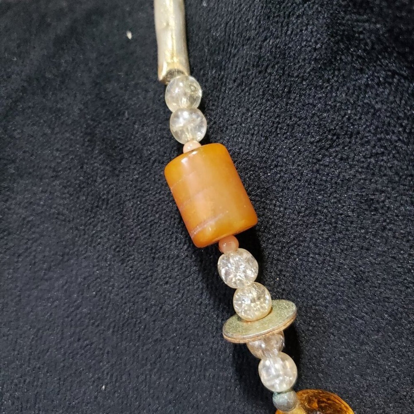 Women's Yellow Agate and Jasper Glass Charms Necklace Jewelry with Lobster Clasp